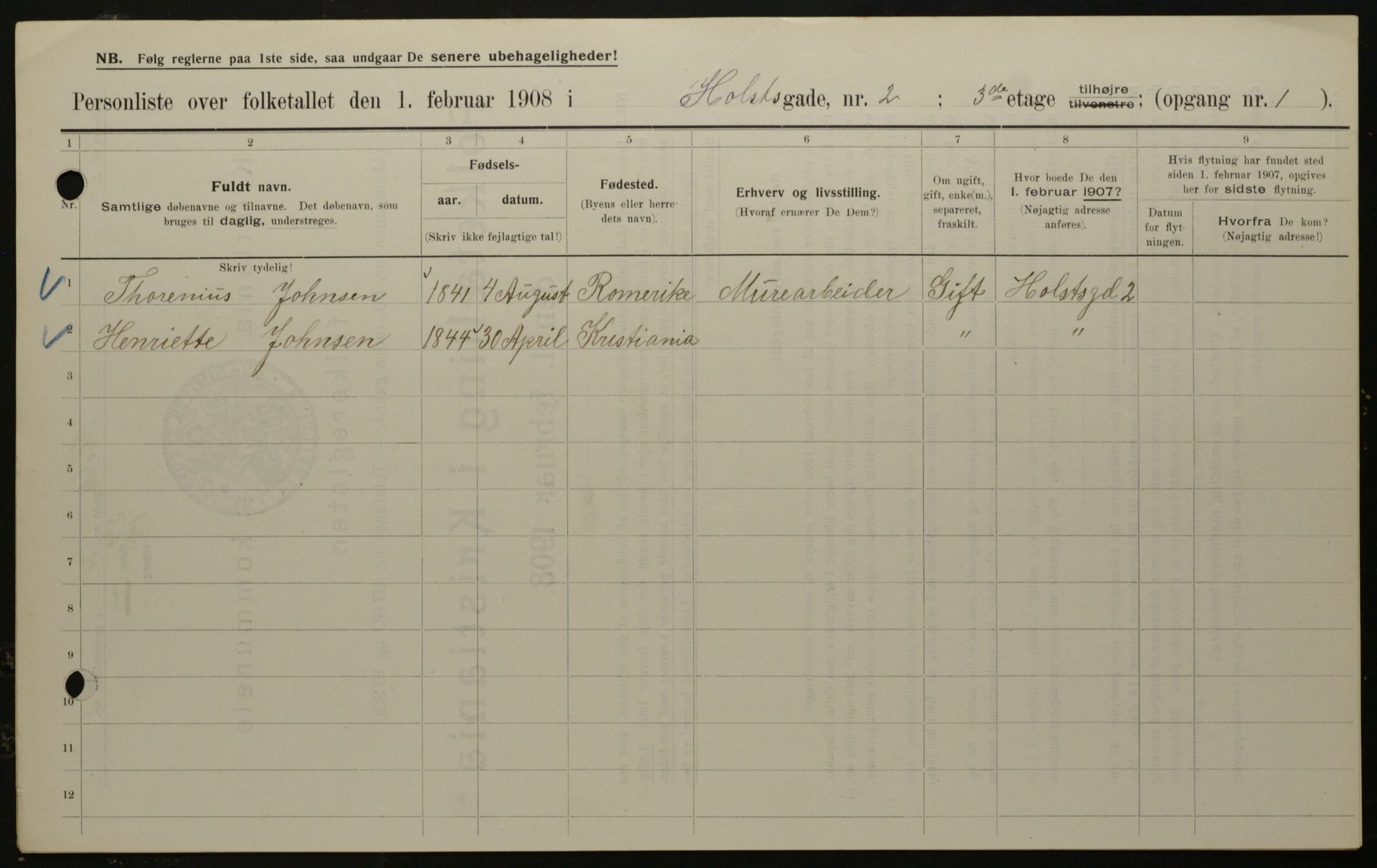 OBA, Municipal Census 1908 for Kristiania, 1908, p. 36817