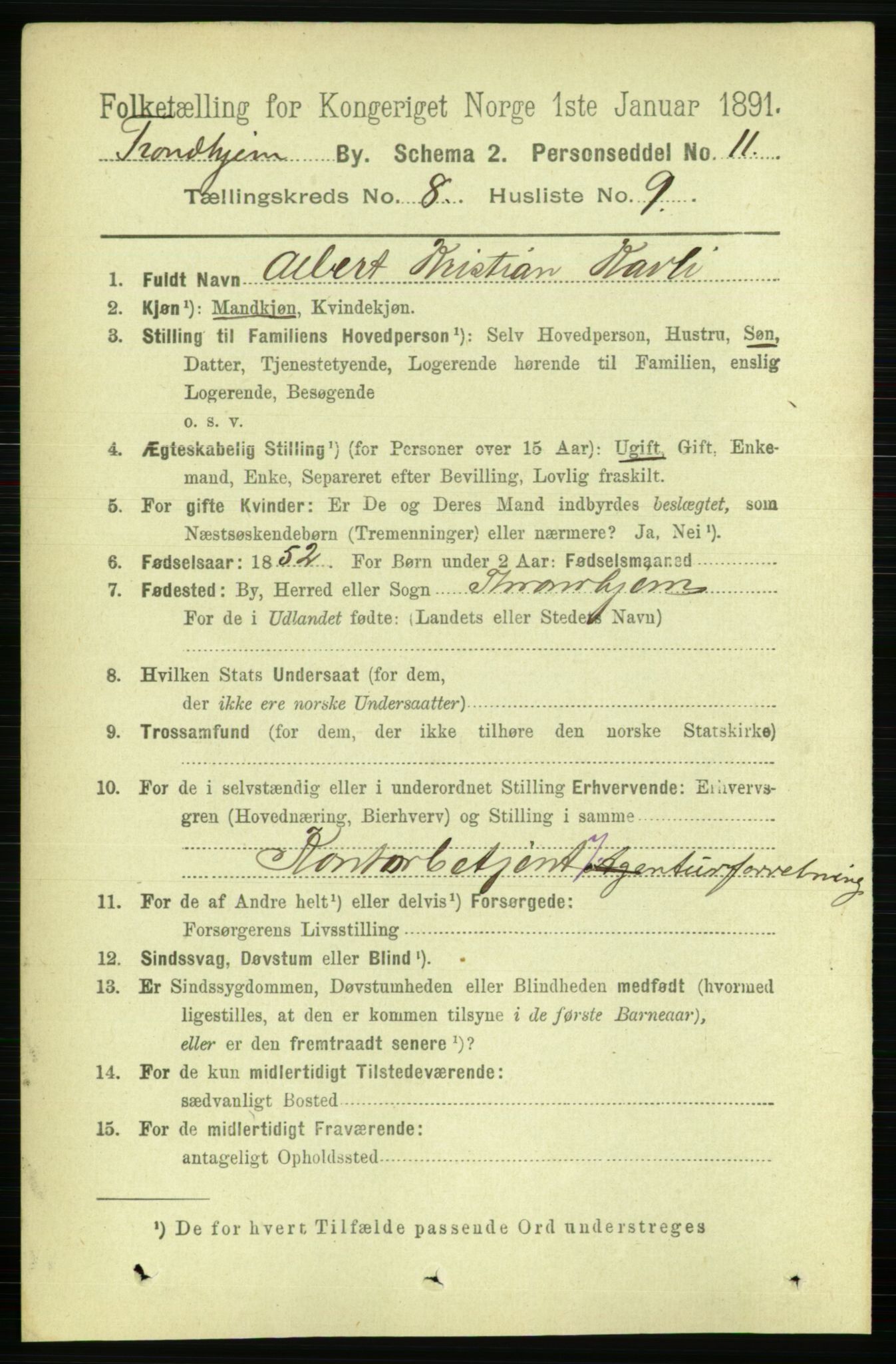 RA, 1891 census for 1601 Trondheim, 1891, p. 6867