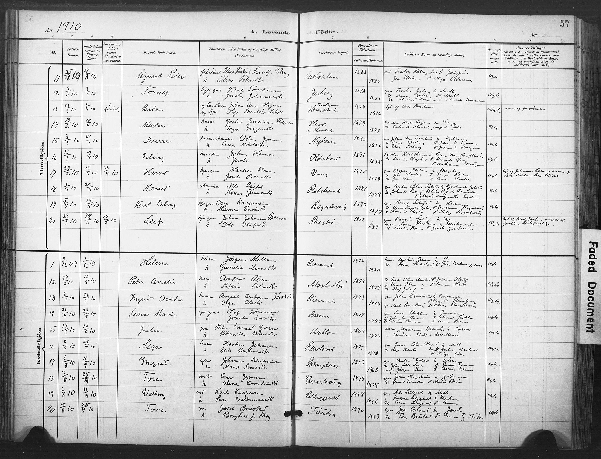 Ministerialprotokoller, klokkerbøker og fødselsregistre - Nord-Trøndelag, SAT/A-1458/713/L0122: Parish register (official) no. 713A11, 1899-1910, p. 57