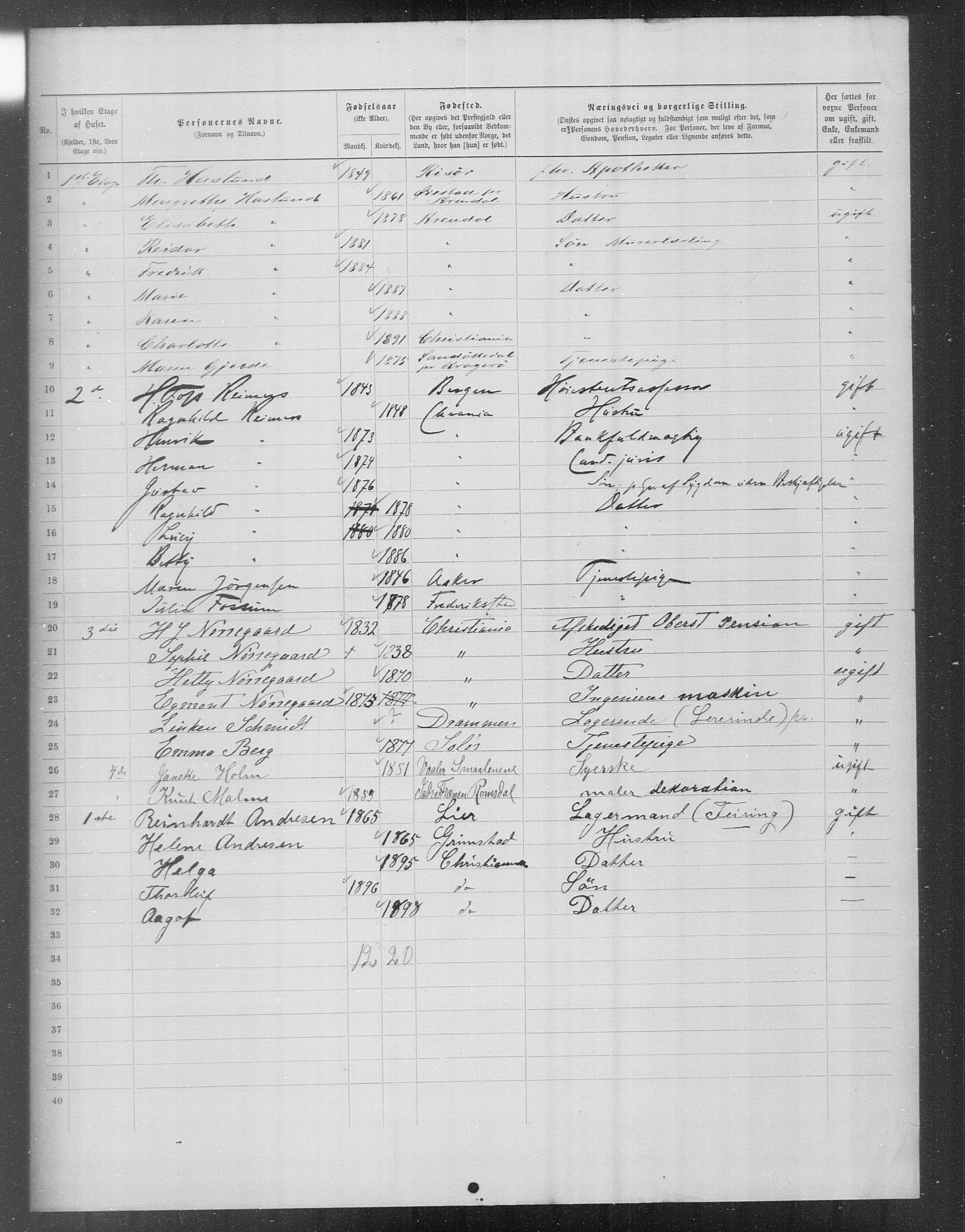 OBA, Municipal Census 1899 for Kristiania, 1899, p. 15736