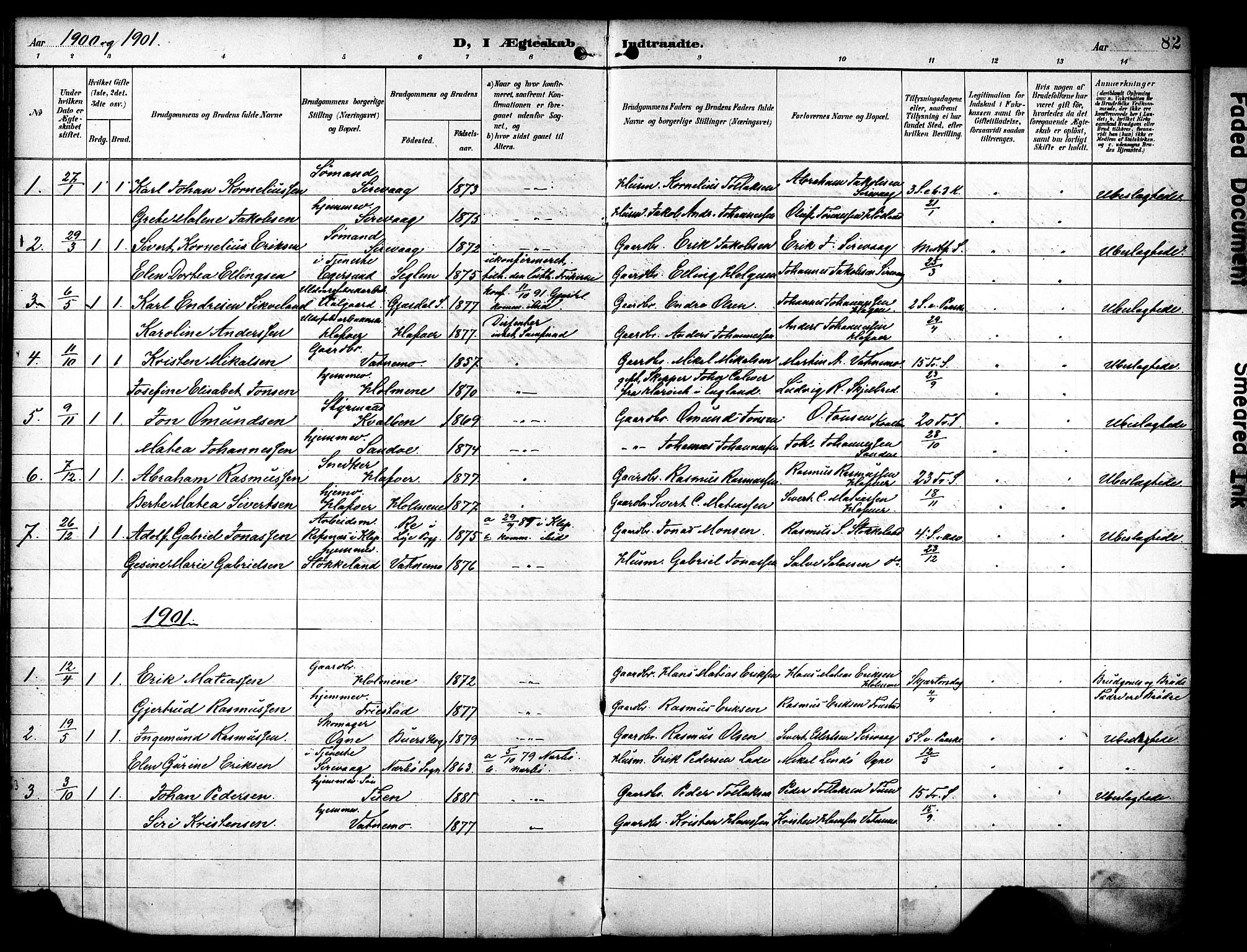 Eigersund sokneprestkontor, AV/SAST-A-101807/S08/L0020: Parish register (official) no. A 19, 1893-1910, p. 82