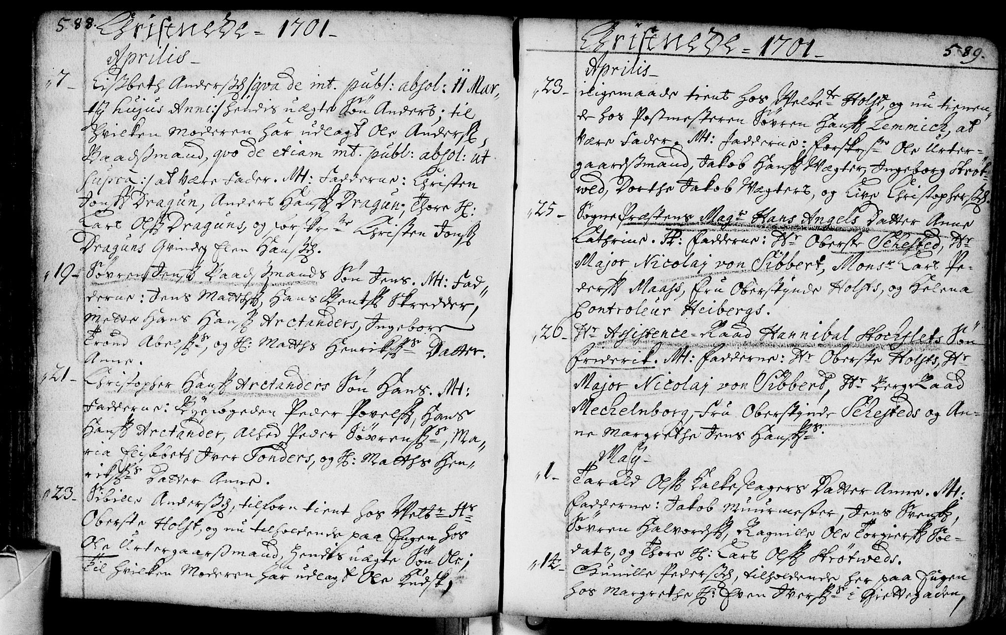 Bragernes kirkebøker, SAKO/A-6/F/Fa/L0002: Parish register (official) no. I 2, 1680-1705, p. 588-589