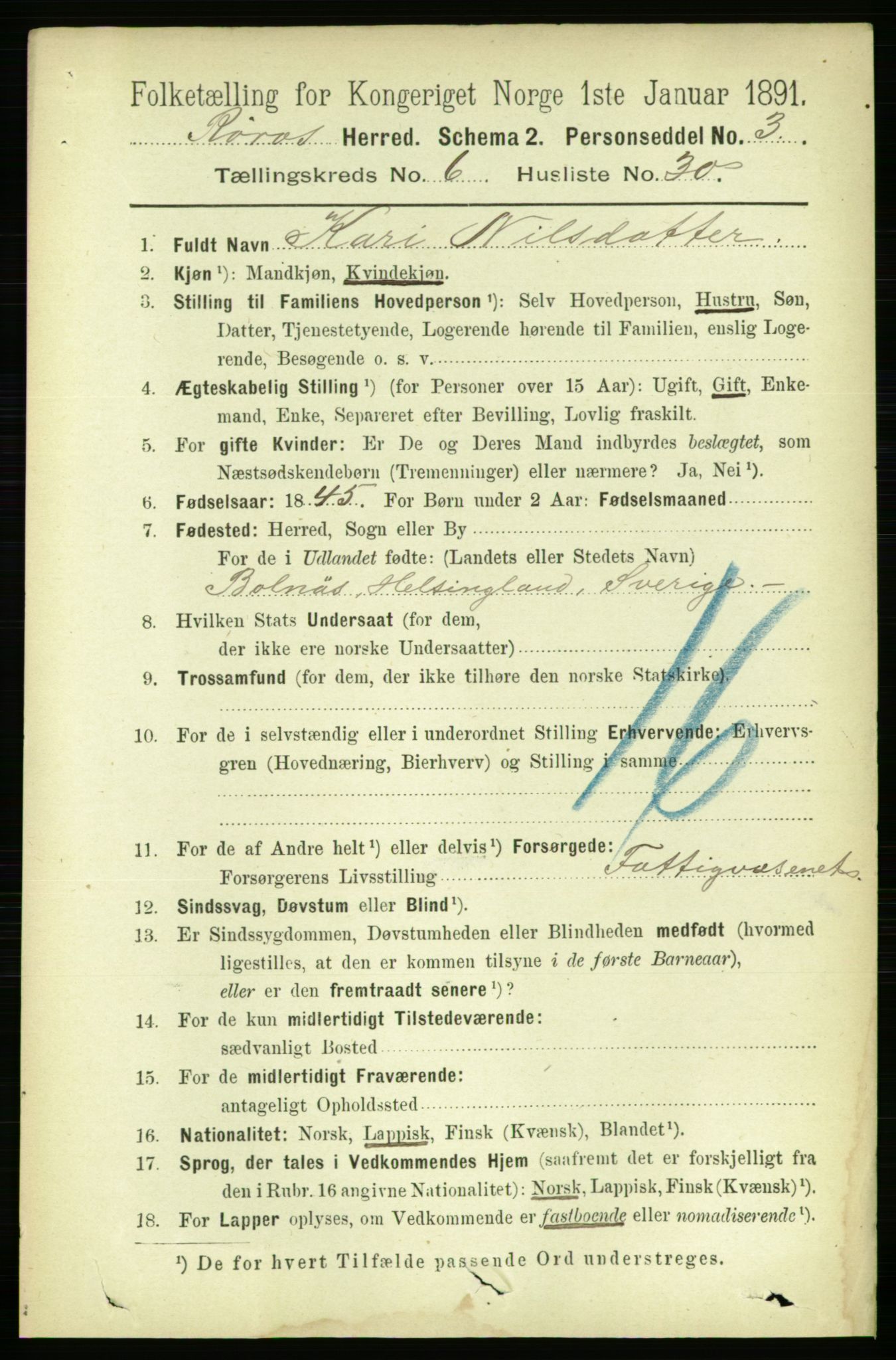 RA, 1891 census for 1640 Røros, 1891, p. 1336