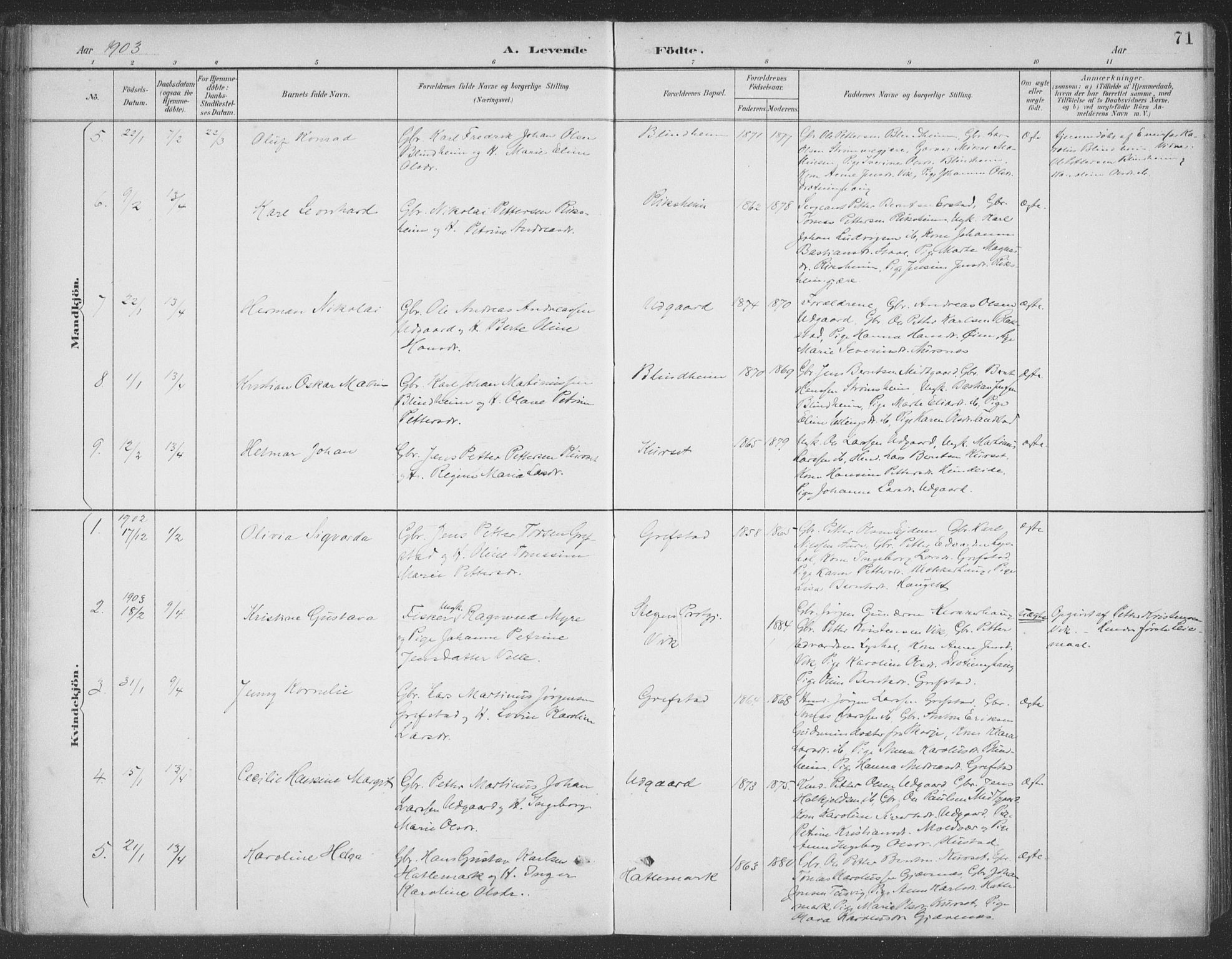 Ministerialprotokoller, klokkerbøker og fødselsregistre - Møre og Romsdal, SAT/A-1454/523/L0335: Parish register (official) no. 523A02, 1891-1911, p. 71
