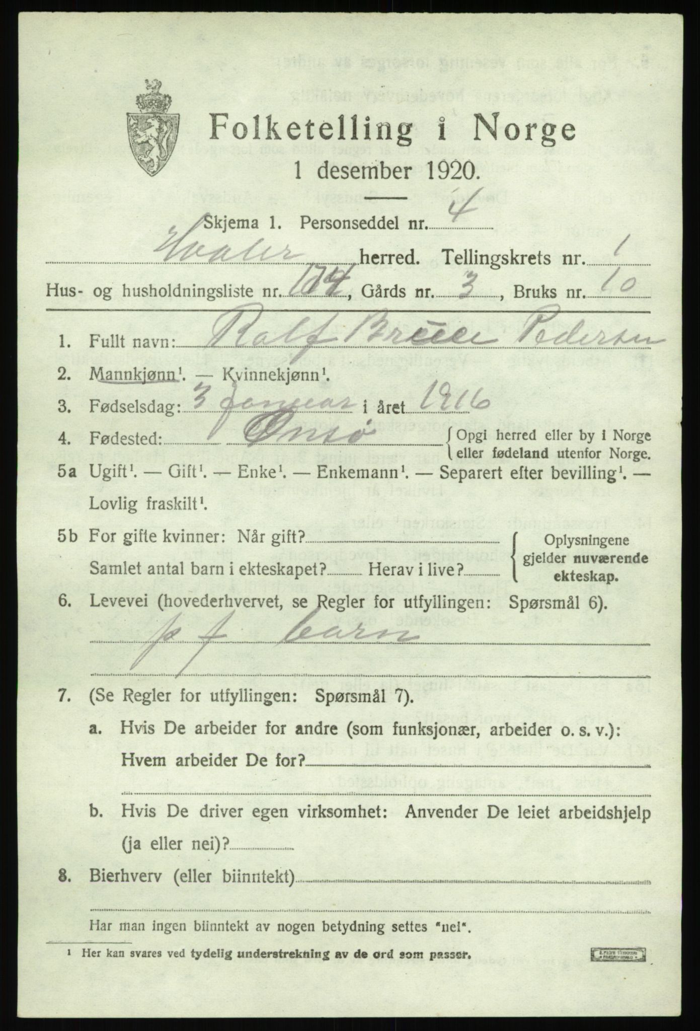 SAO, 1920 census for Hvaler, 1920, p. 3270