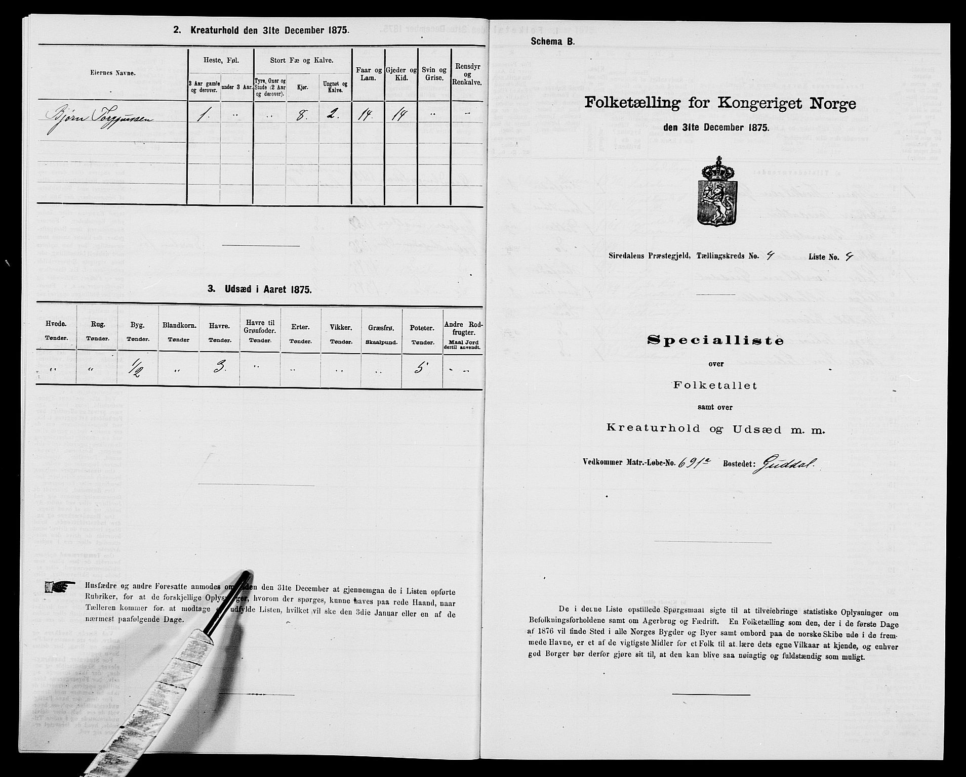 SAK, 1875 census for 1046P Sirdal, 1875, p. 341