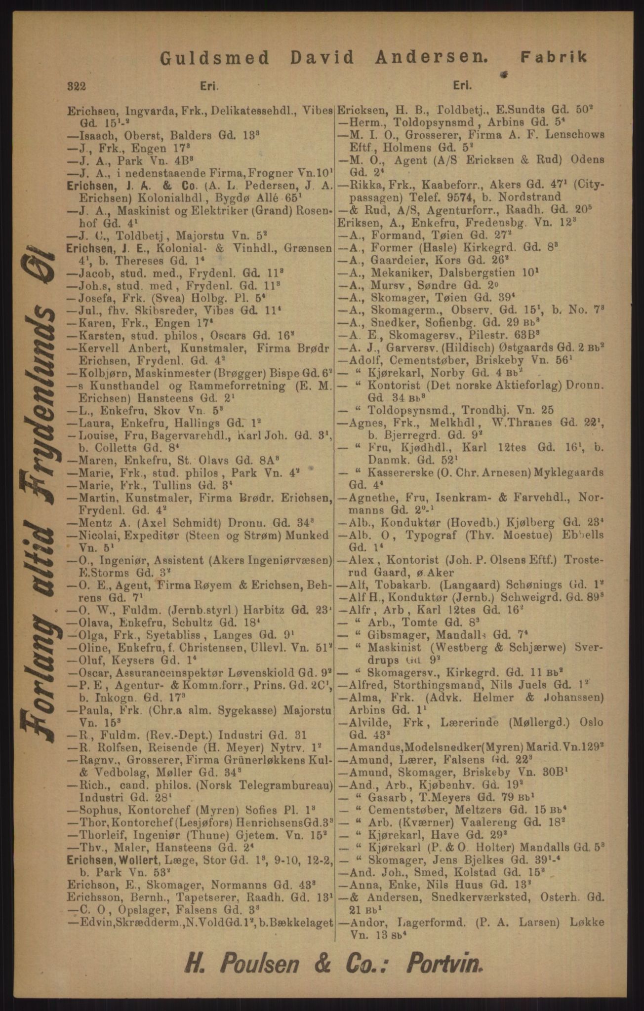 Kristiania/Oslo adressebok, PUBL/-, 1905, p. 322