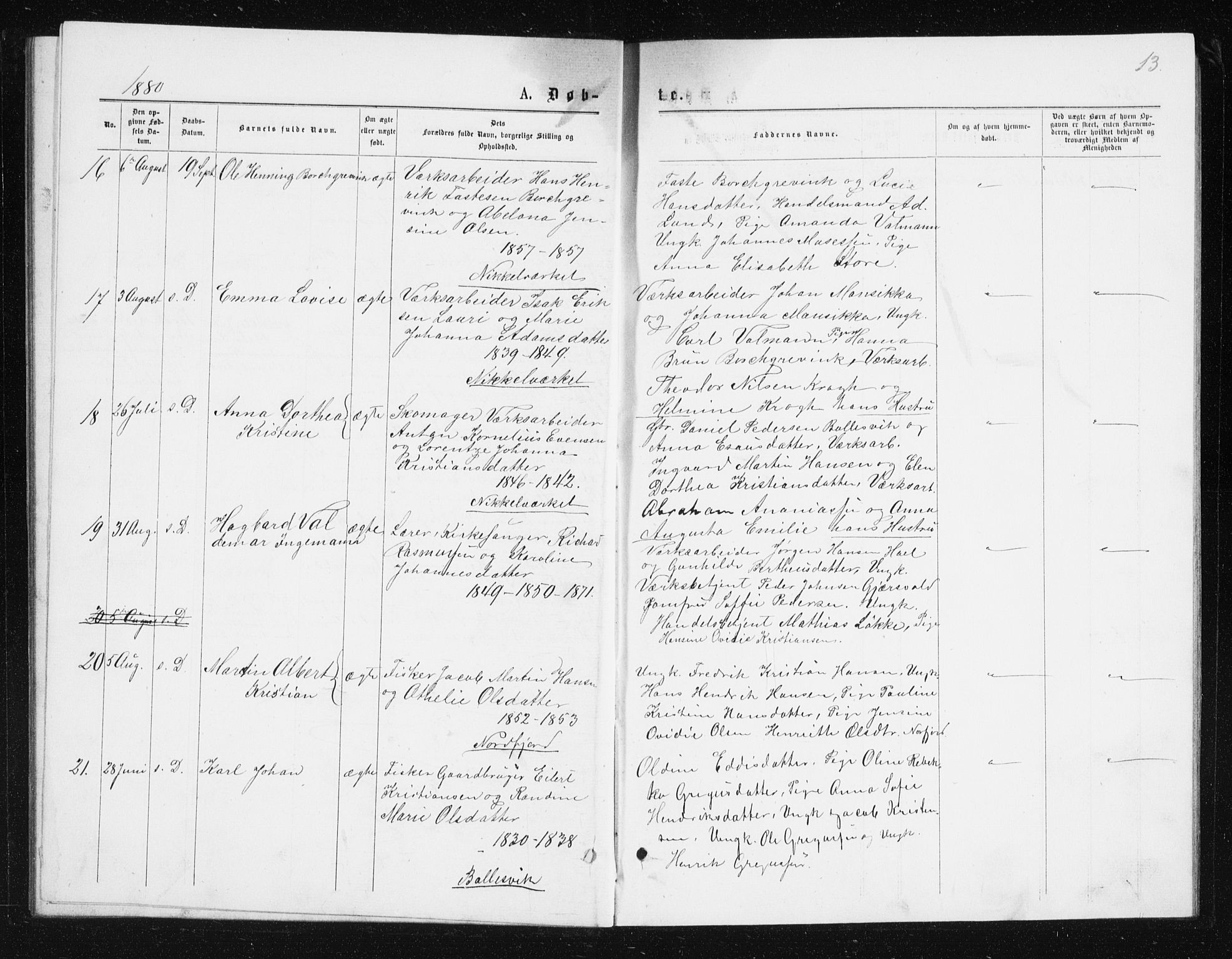 Berg sokneprestkontor, AV/SATØ-S-1318/G/Ga/Gab/L0016klokker: Parish register (copy) no. 16, 1877-1880, p. 13
