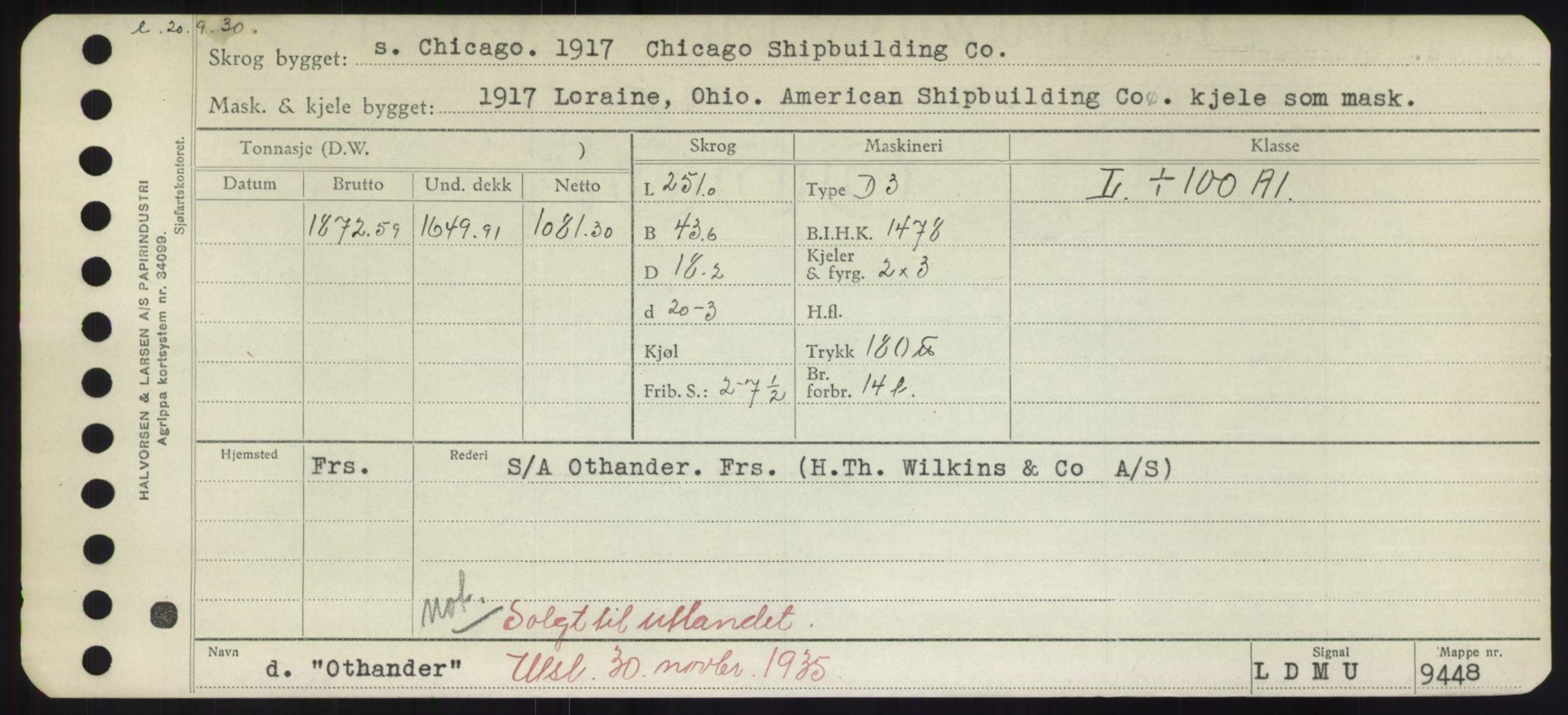 Sjøfartsdirektoratet med forløpere, Skipsmålingen, RA/S-1627/H/Hd/L0028: Fartøy, O, p. 509