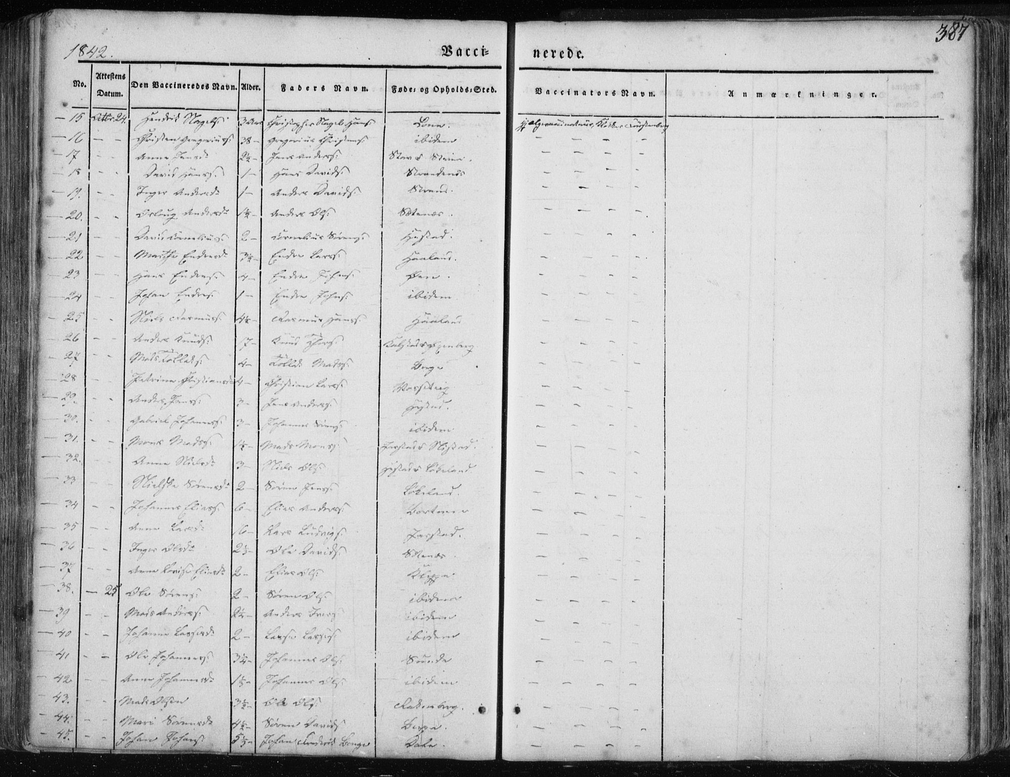 Fjaler sokneprestembete, SAB/A-79801/H/Haa/Haaa/L0006: Parish register (official) no. A 6, 1835-1884, p. 387