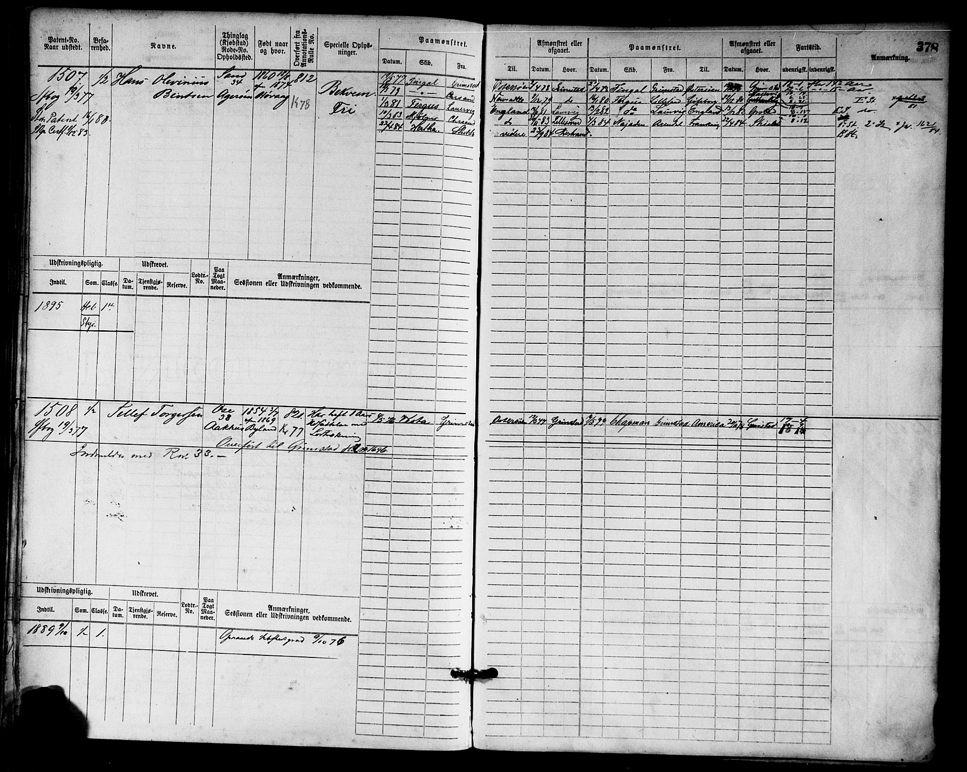 Lillesand mønstringskrets, AV/SAK-2031-0014/F/Fb/L0013: Hovedrulle nr 755-1516 uten register, G-4, 1869-1920, p. 392