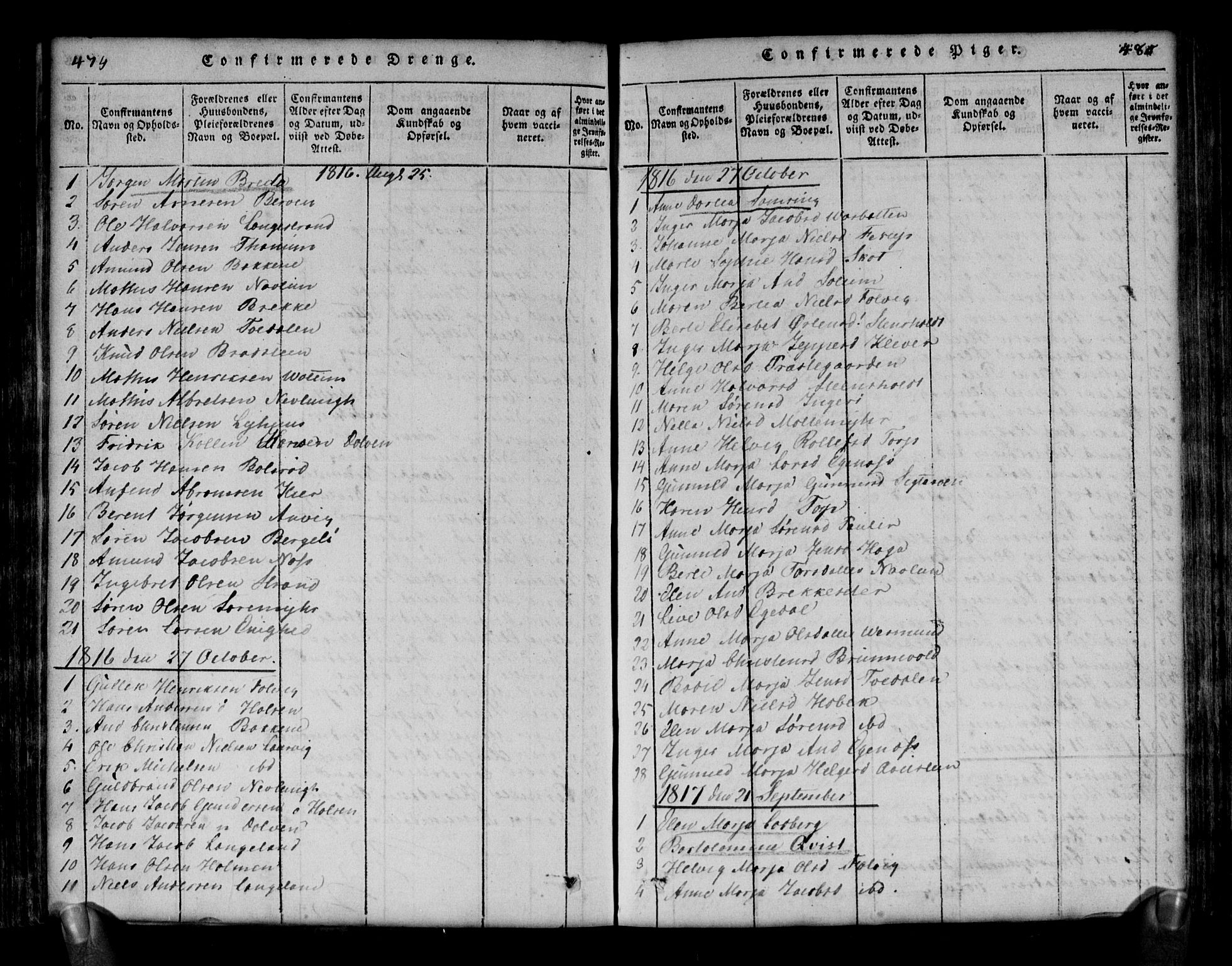Brunlanes kirkebøker, AV/SAKO-A-342/G/Ga/L0001: Parish register (copy) no. I 1, 1814-1834, p. 479-480