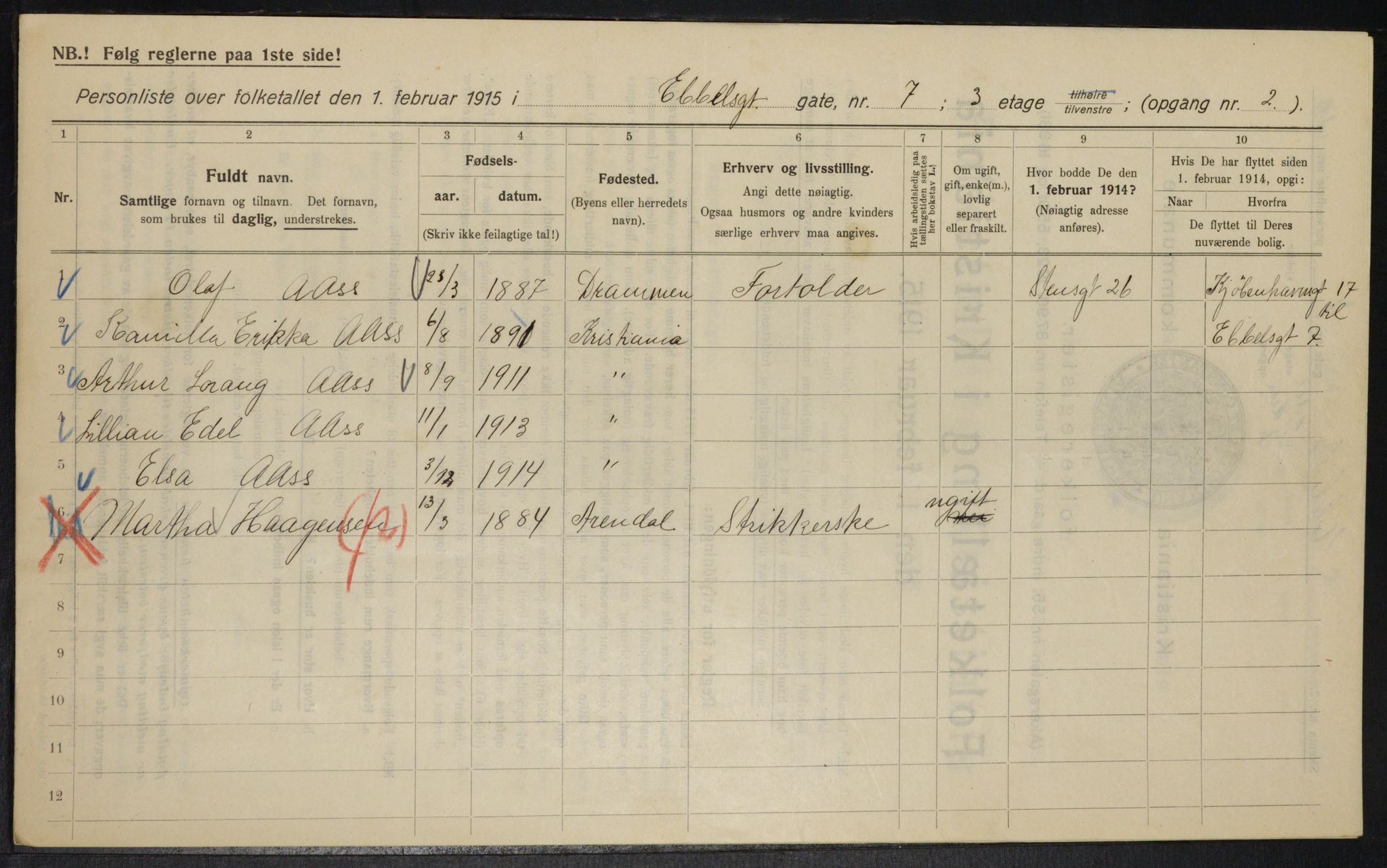 OBA, Municipal Census 1915 for Kristiania, 1915, p. 17689