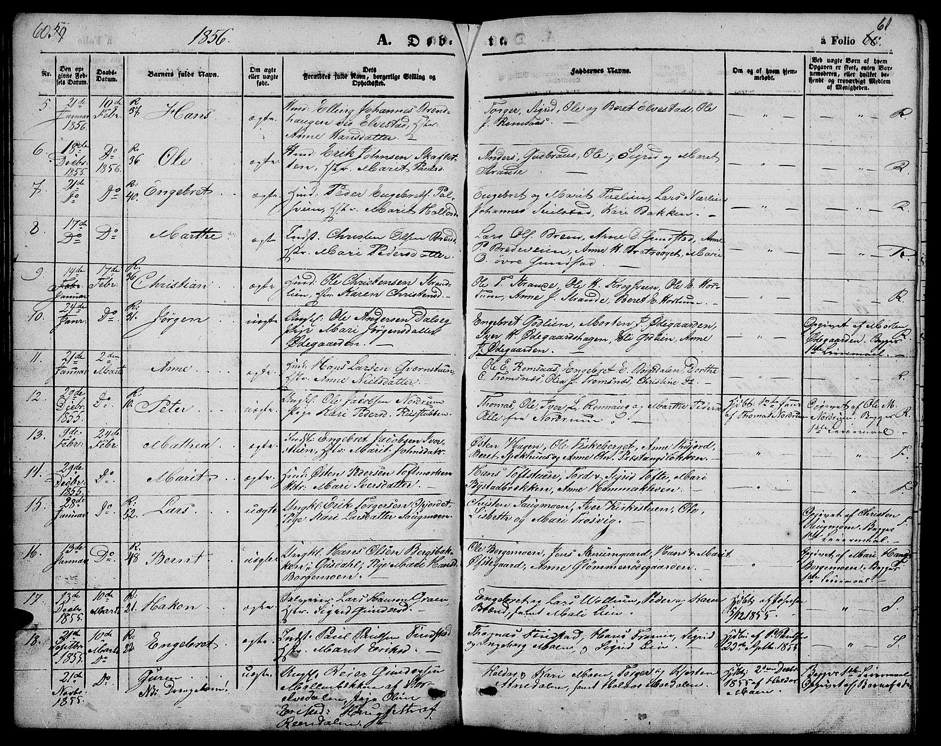 Ringebu prestekontor, SAH/PREST-082/H/Ha/Hab/L0003: Parish register (copy) no. 3, 1854-1866, p. 60-61