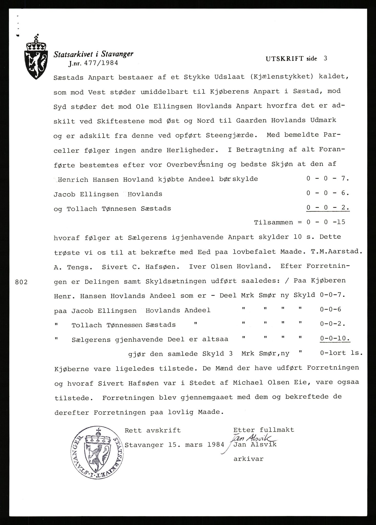 Statsarkivet i Stavanger, AV/SAST-A-101971/03/Y/Yj/L0040: Avskrifter sortert etter gårdnavn: Hovland i Egersun - Hustveit, 1750-1930, p. 130