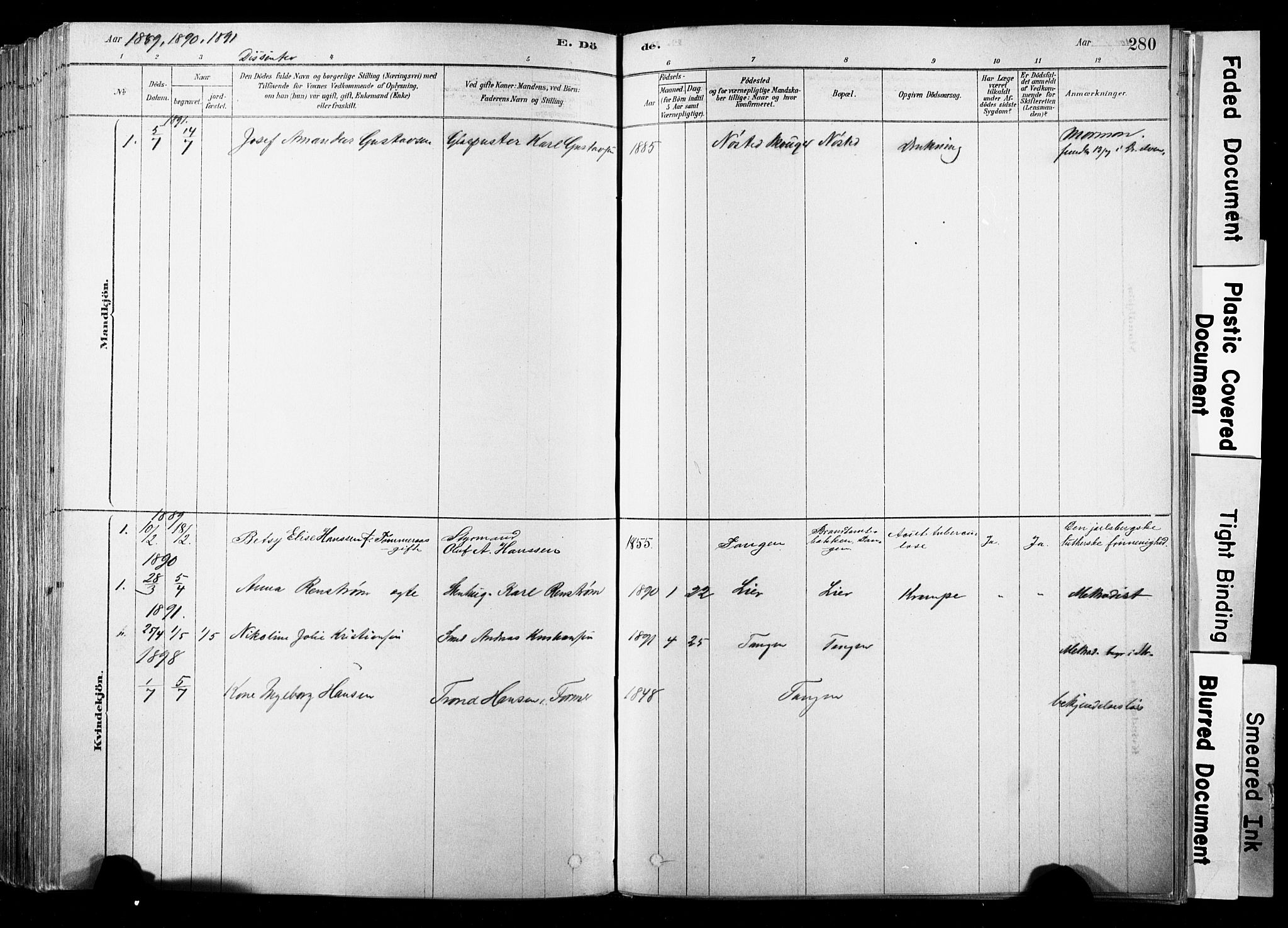 Strømsø kirkebøker, SAKO/A-246/F/Fb/L0006: Parish register (official) no. II 6, 1879-1910, p. 280