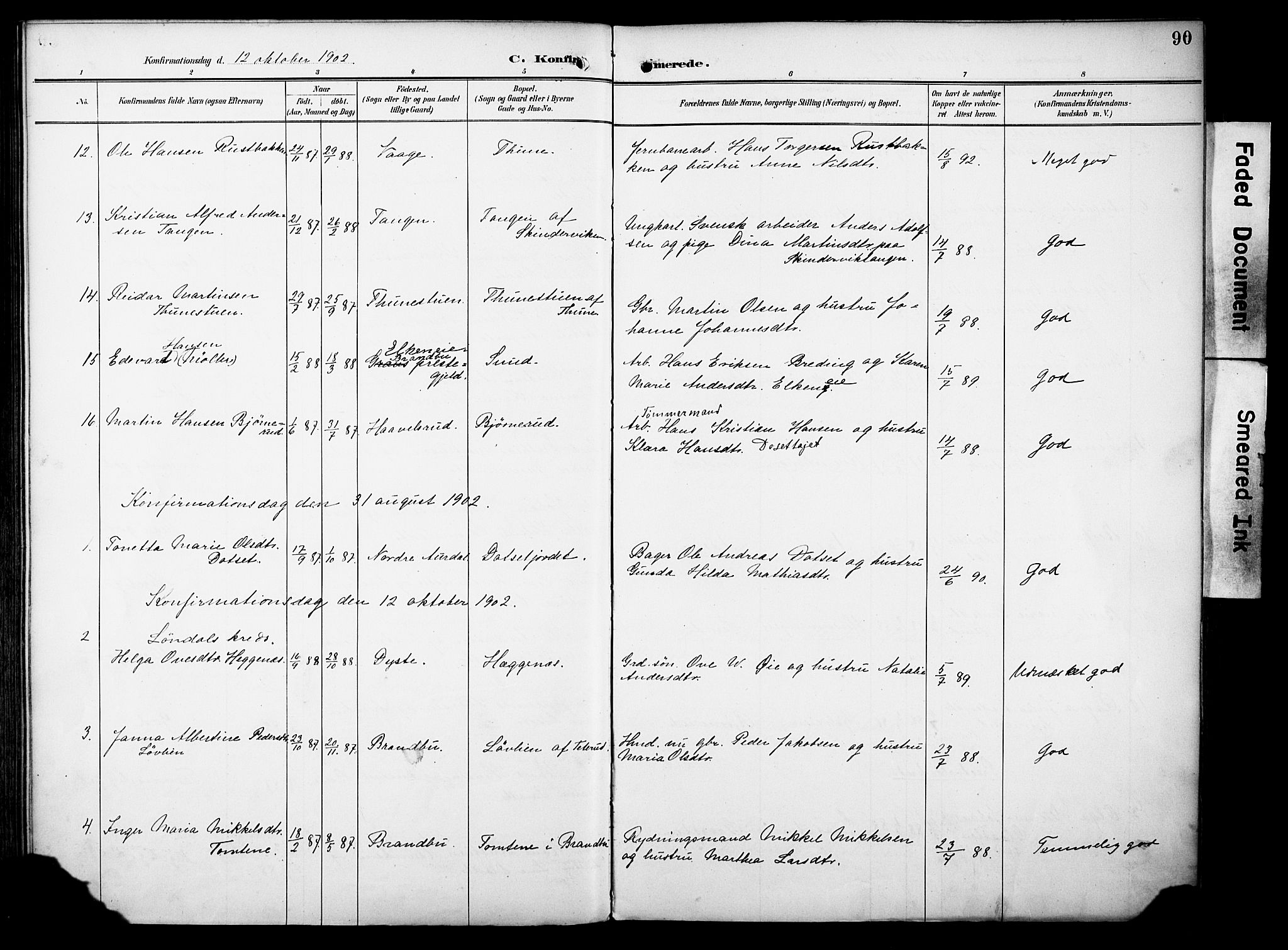 Vestre Toten prestekontor, AV/SAH-PREST-108/H/Ha/Haa/L0012: Parish register (official) no. 12, 1890-1906, p. 90