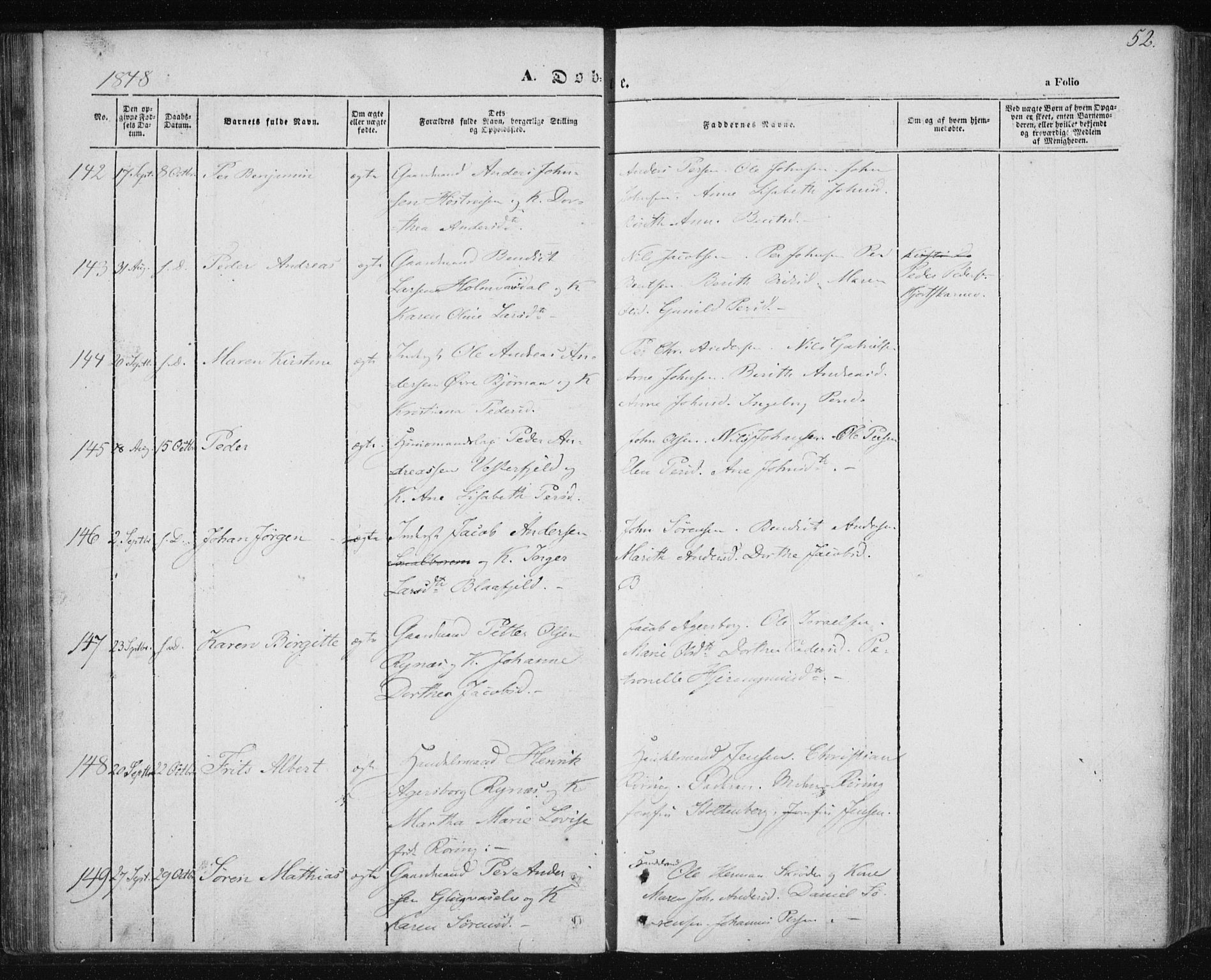 Ministerialprotokoller, klokkerbøker og fødselsregistre - Nordland, AV/SAT-A-1459/820/L0291: Parish register (official) no. 820A12, 1846-1854, p. 52