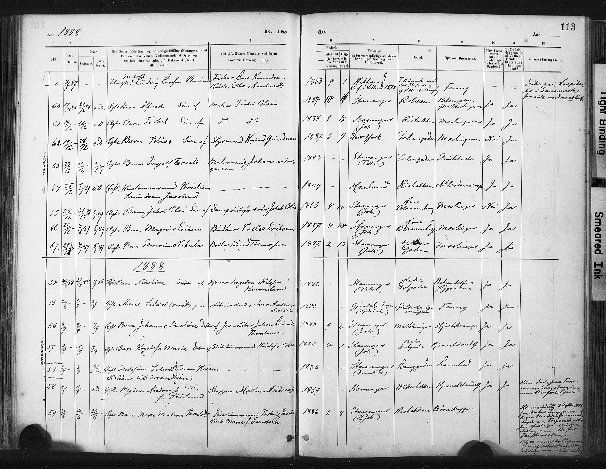 St. Johannes sokneprestkontor, AV/SAST-A-101814/001/30/30BA/L0003: Parish register (official) no. A 3, 1885-1910, p. 113