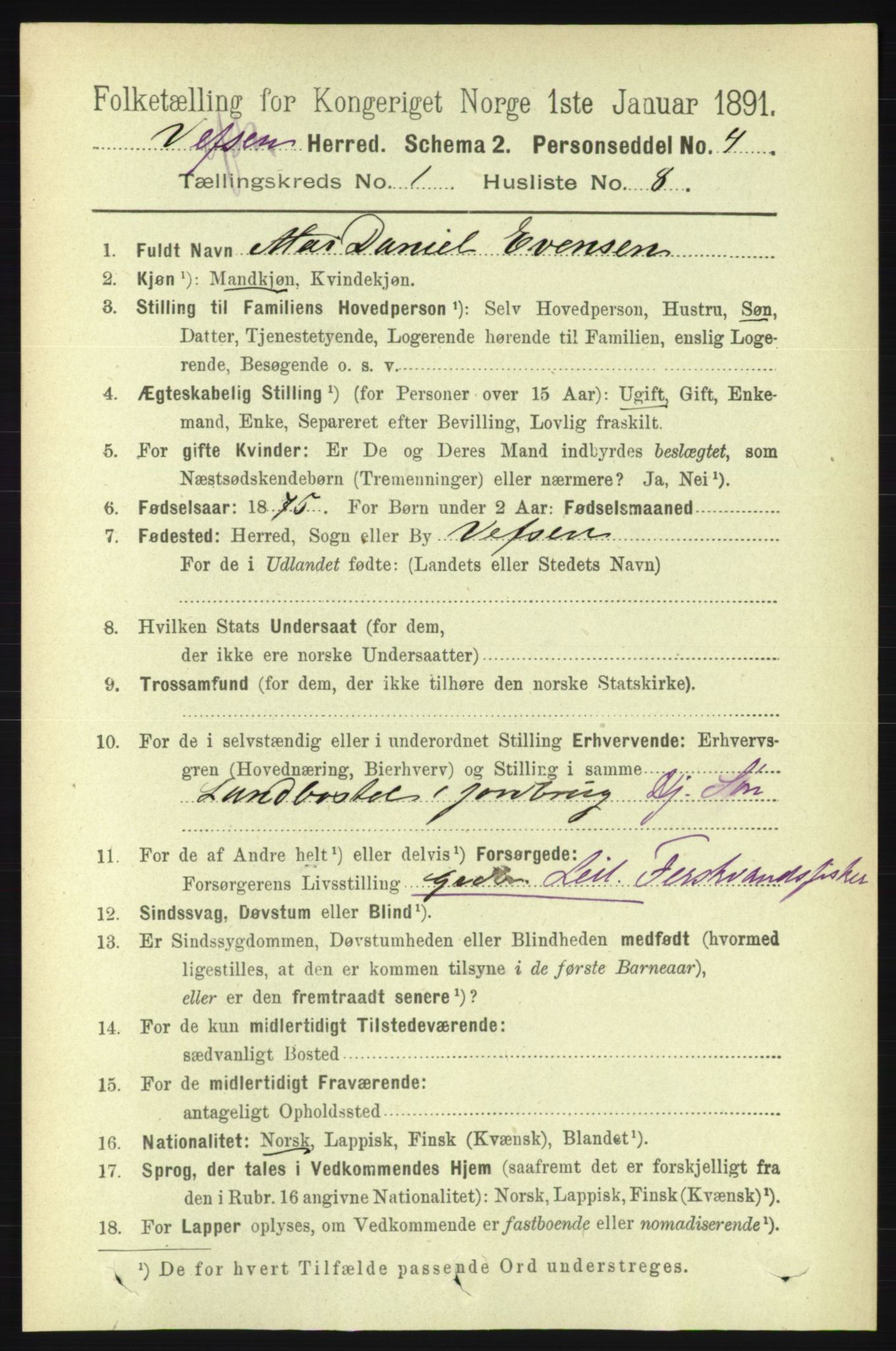 RA, 1891 census for 1824 Vefsn, 1891, p. 139