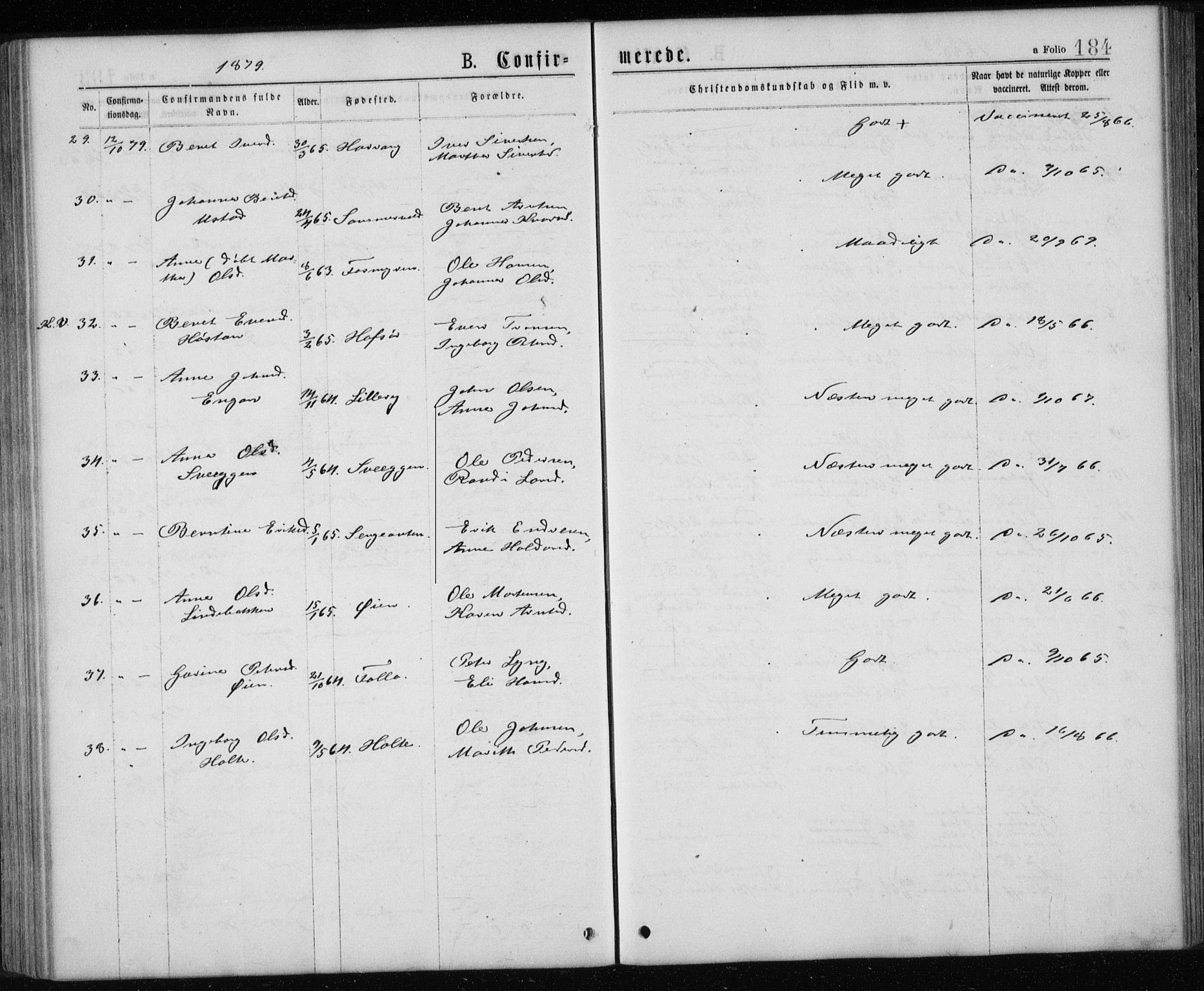 Ministerialprotokoller, klokkerbøker og fødselsregistre - Sør-Trøndelag, SAT/A-1456/668/L0817: Parish register (copy) no. 668C06, 1873-1884, p. 184