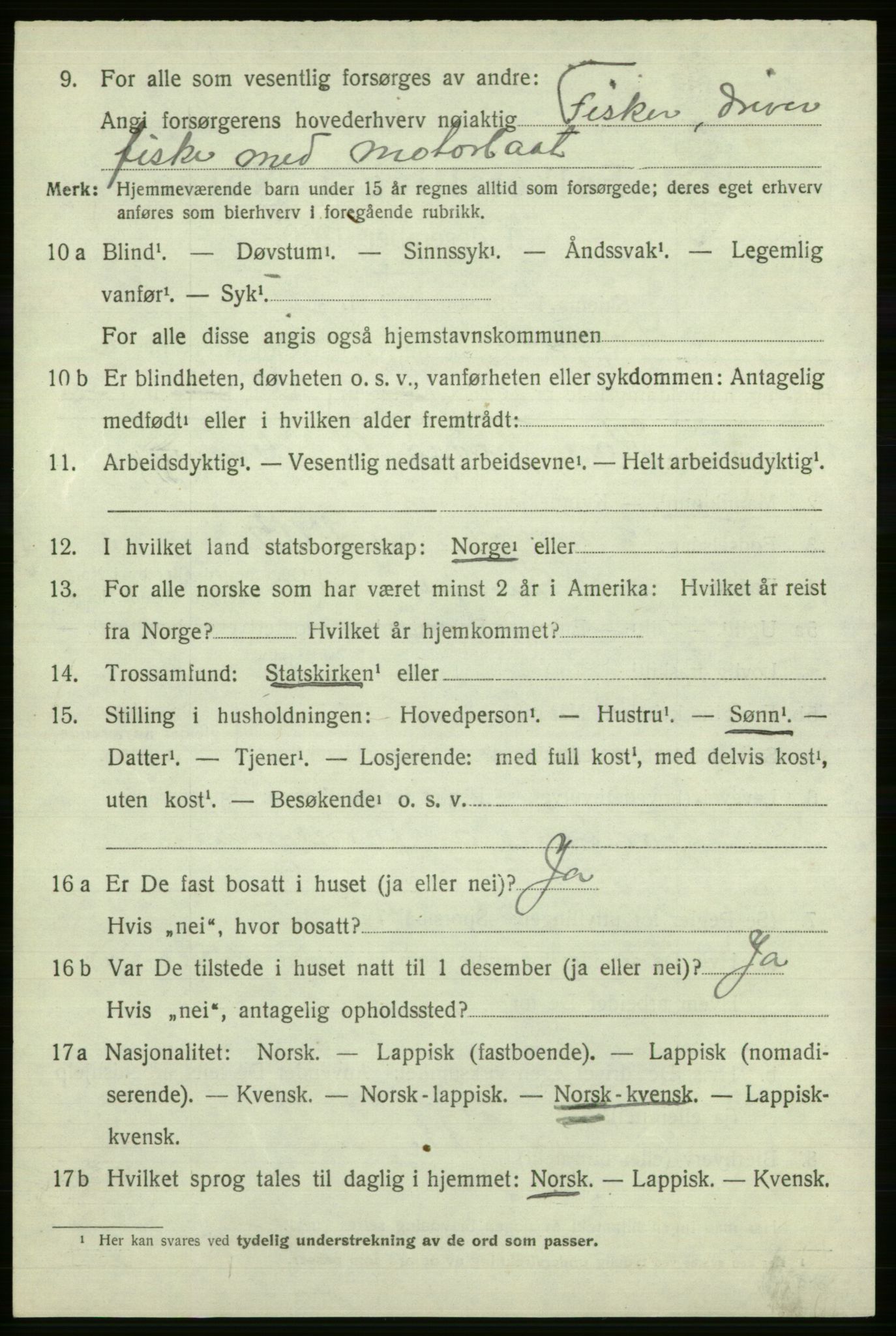 SATØ, 1920 census for Loppa, 1920, p. 2703