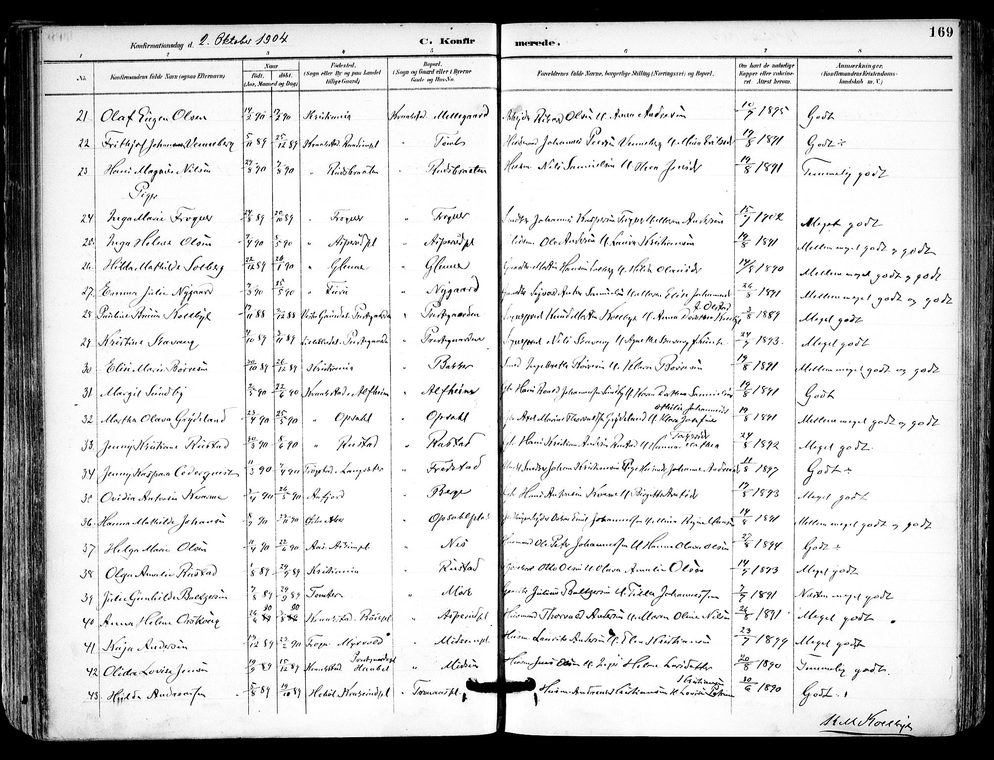 Kråkstad prestekontor Kirkebøker, AV/SAO-A-10125a/F/Fa/L0010: Parish register (official) no. I 10, 1893-1931, p. 169