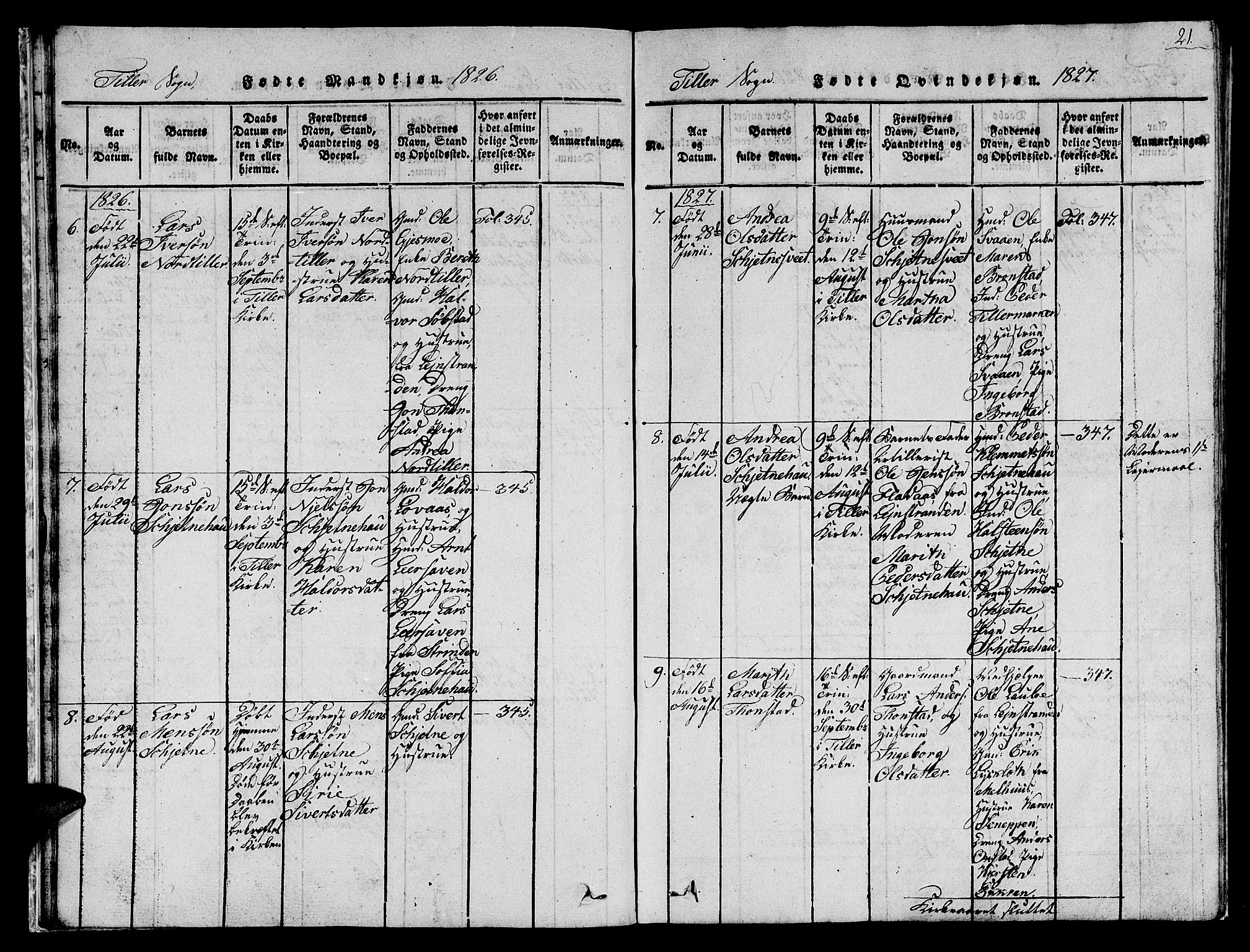 Ministerialprotokoller, klokkerbøker og fødselsregistre - Sør-Trøndelag, SAT/A-1456/621/L0458: Parish register (copy) no. 621C01, 1816-1865, p. 21