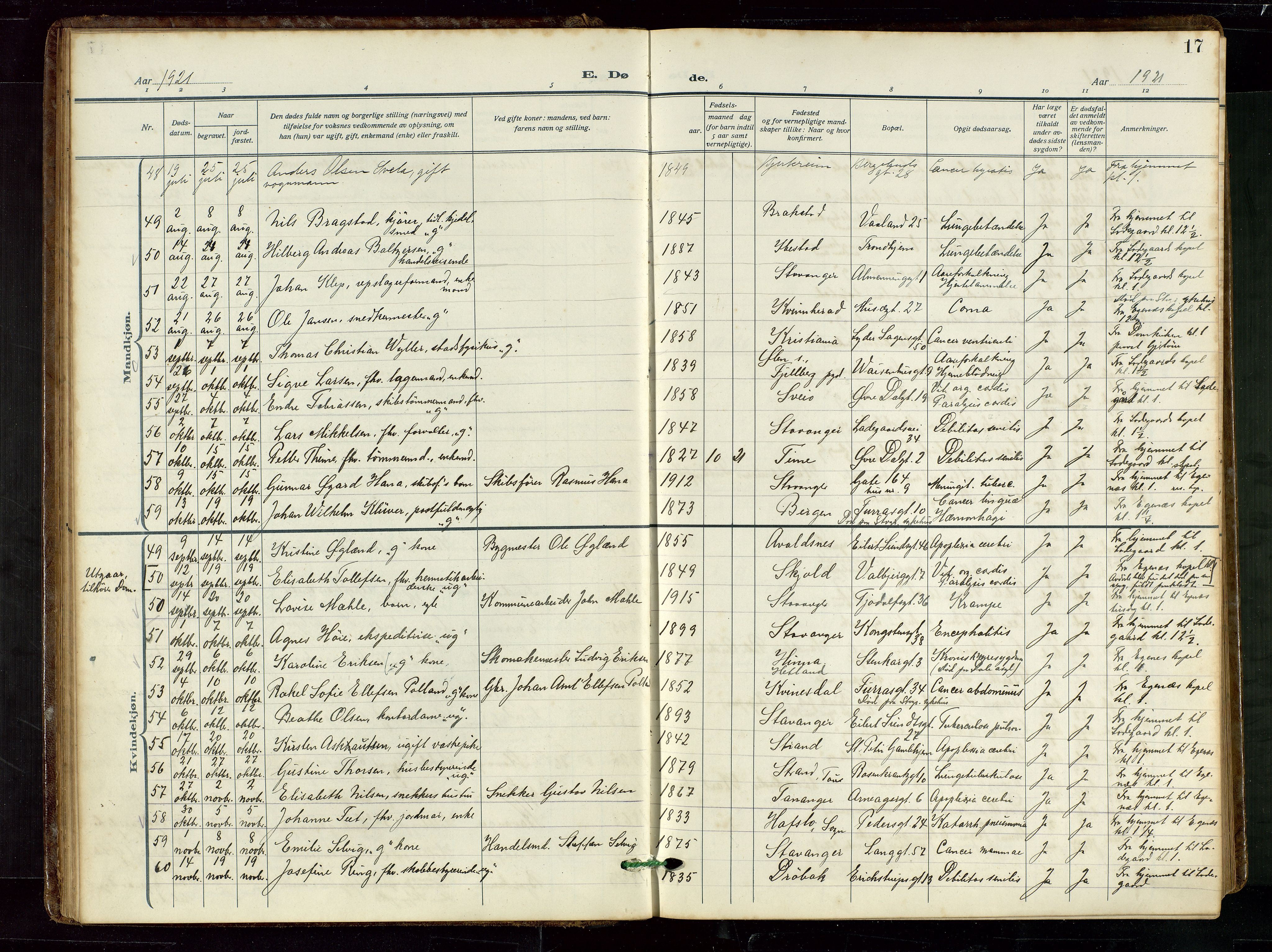 St. Petri sokneprestkontor, AV/SAST-A-101813/002/D/L0003: Parish register (official) no. A 28, 1919-1938, p. 17