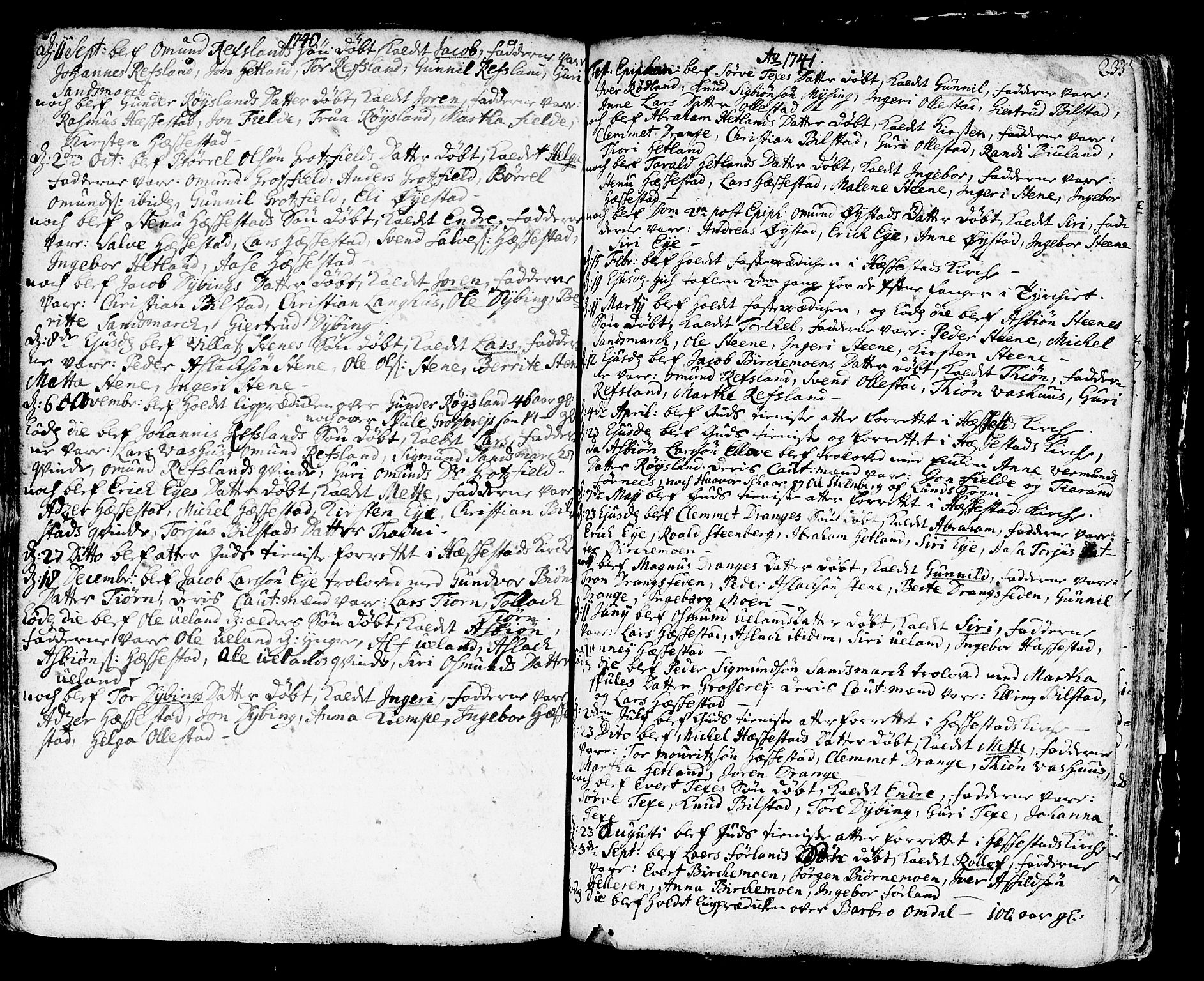 Helleland sokneprestkontor, SAST/A-101810: Parish register (official) no. A 1 /3, 1713-1761, p. 233