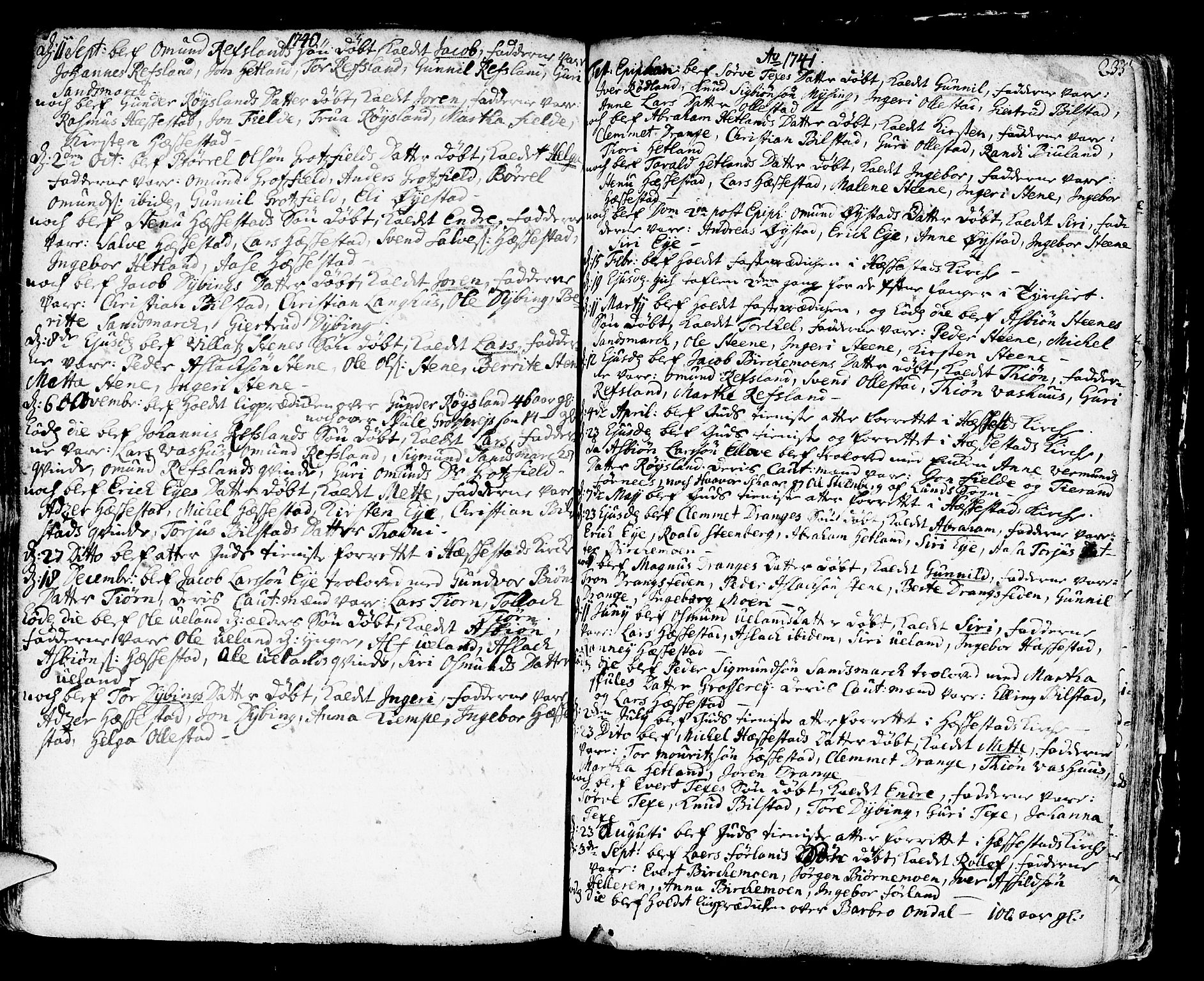 Helleland sokneprestkontor, AV/SAST-A-101810: Parish register (official) no. A 1 /3, 1713-1761, p. 233