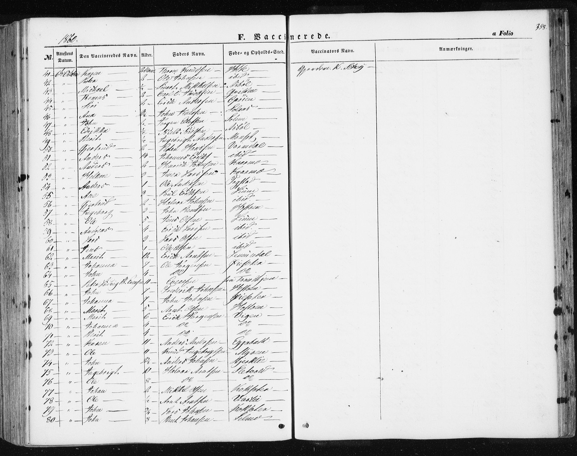 Ministerialprotokoller, klokkerbøker og fødselsregistre - Sør-Trøndelag, AV/SAT-A-1456/668/L0806: Parish register (official) no. 668A06, 1854-1869, p. 388