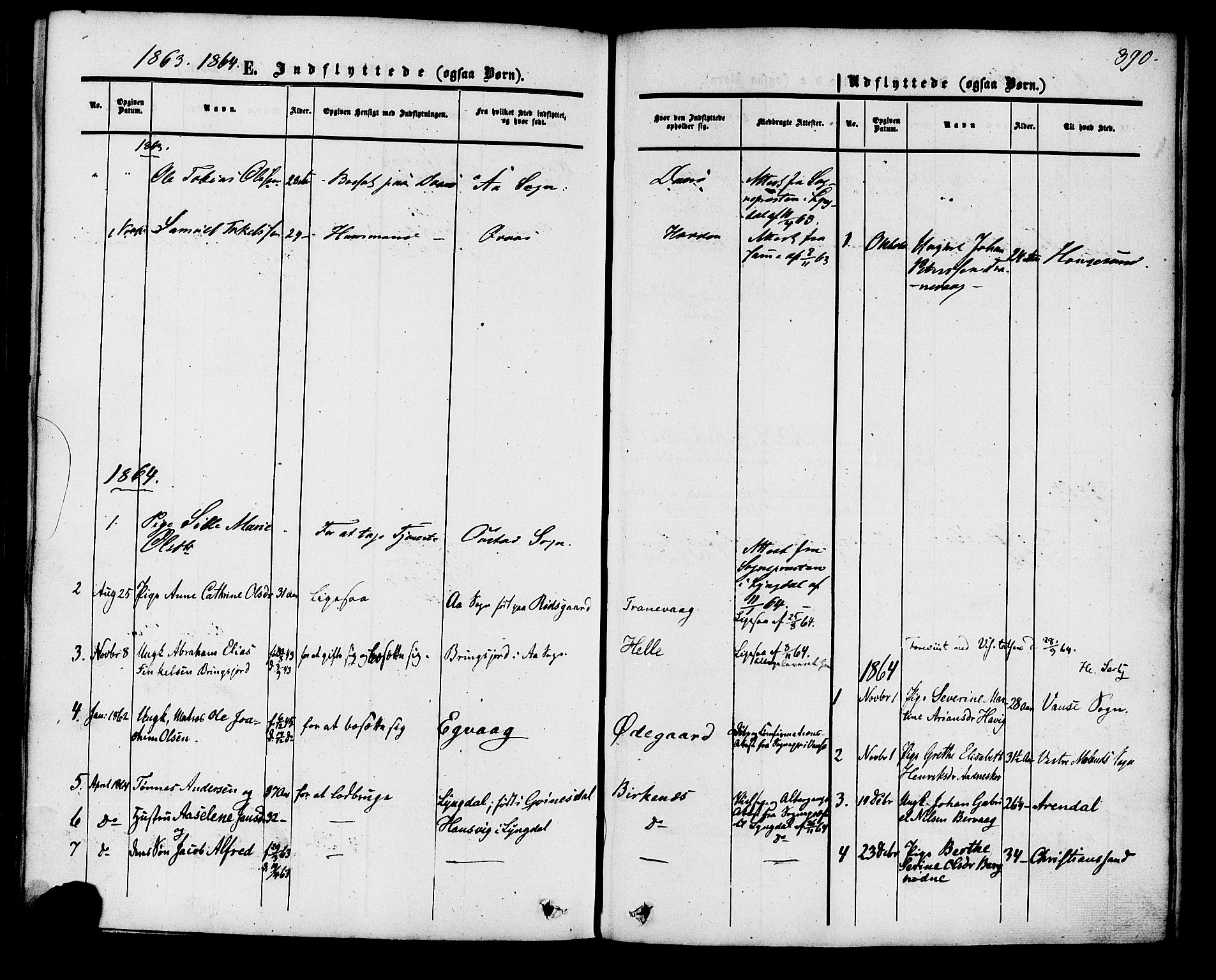 Herad sokneprestkontor, SAK/1111-0018/F/Fa/Fab/L0004: Parish register (official) no. A 4, 1853-1885, p. 390