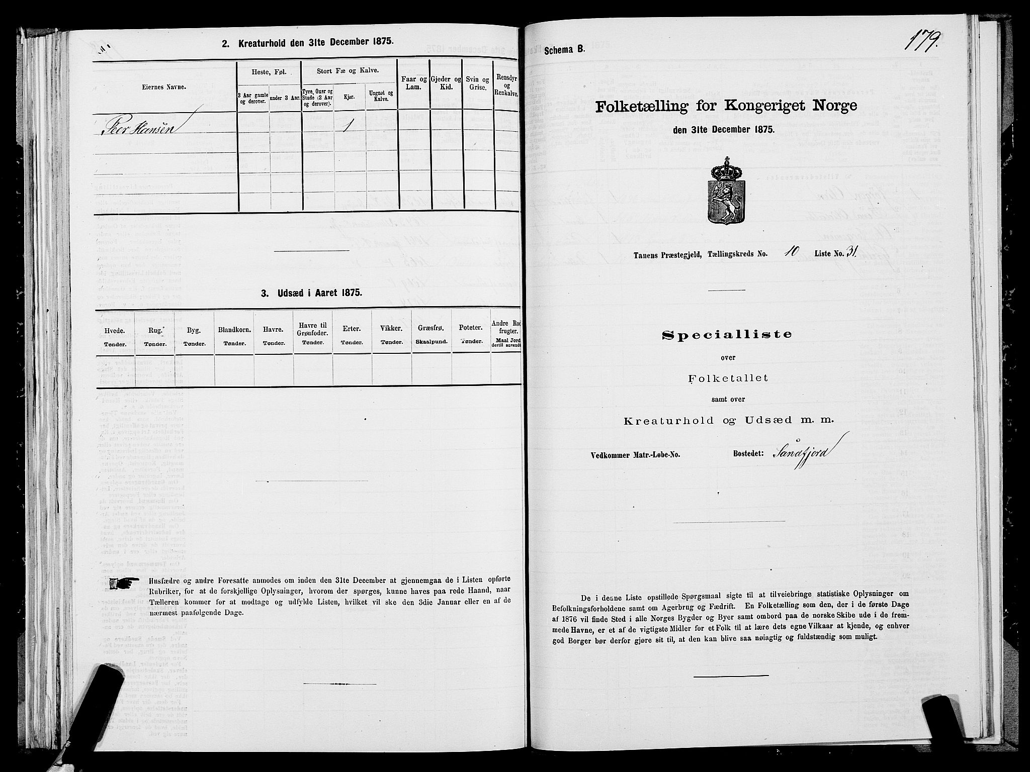SATØ, 1875 census for 2025P Tana, 1875, p. 3179