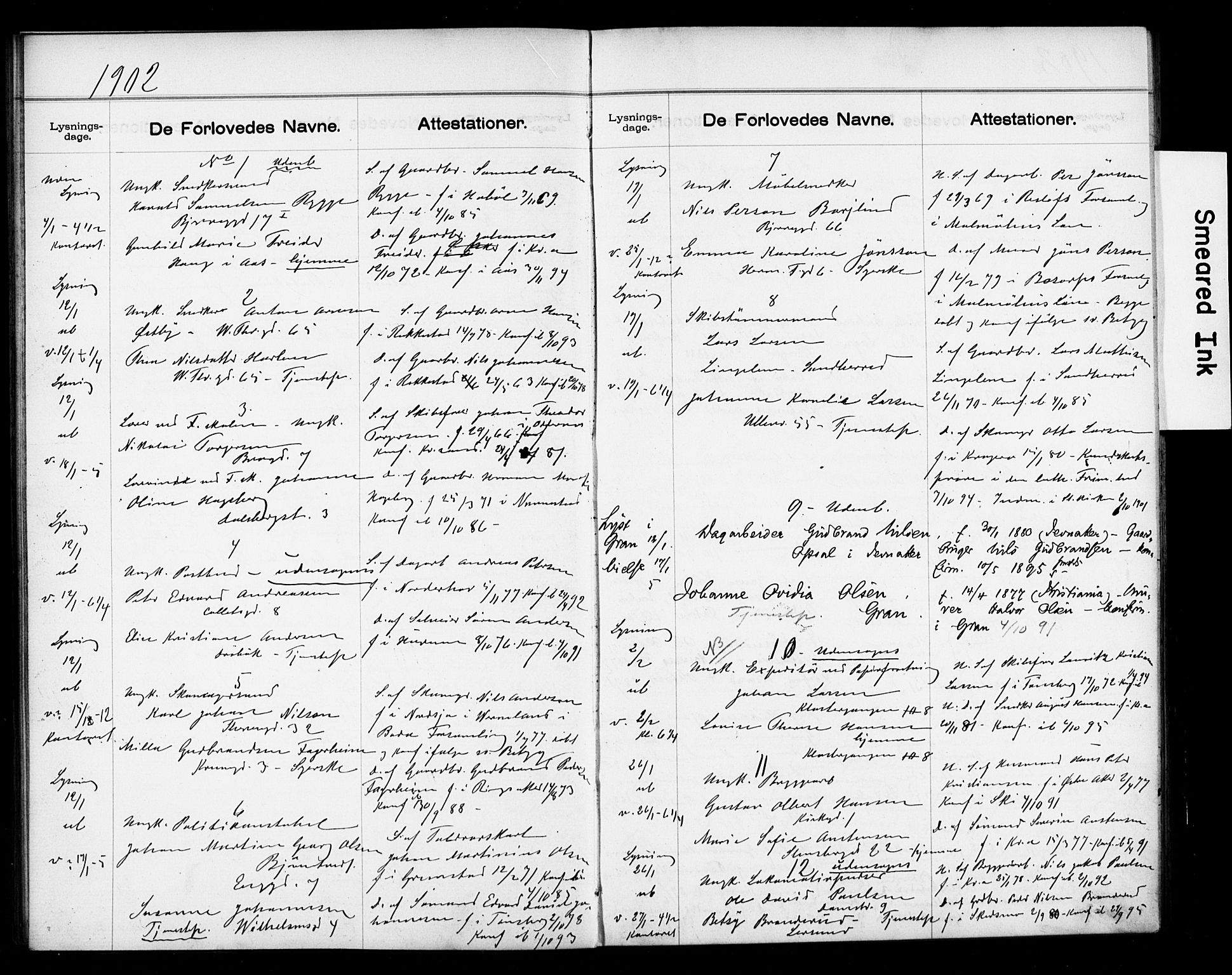Gamle Aker prestekontor Kirkebøker, AV/SAO-A-10617a/H/L0003: Banns register no. 3, 1900-1909