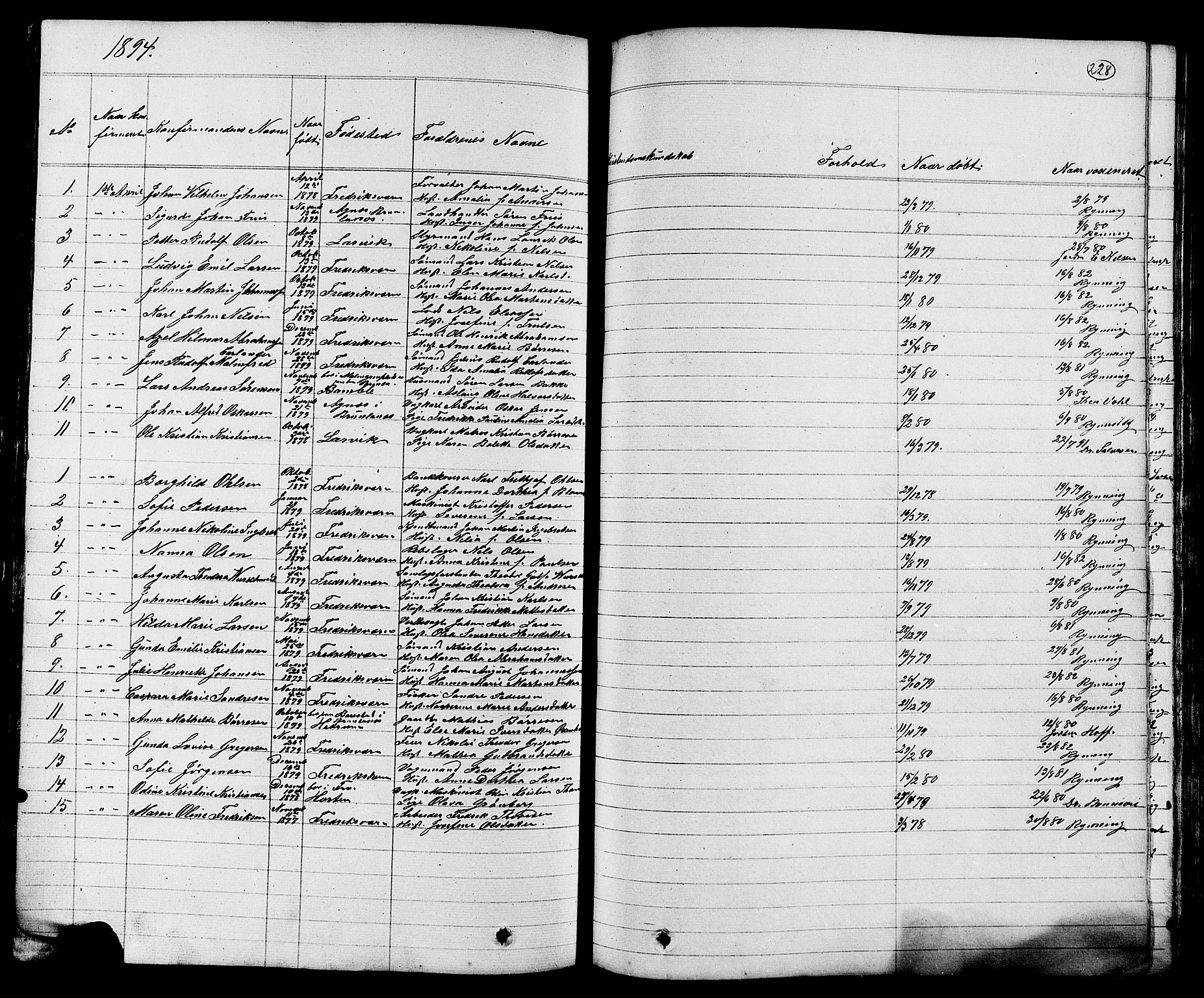 Stavern kirkebøker, AV/SAKO-A-318/G/Ga/L0002: Parish register (copy) no. 2, 1839-1909, p. 228