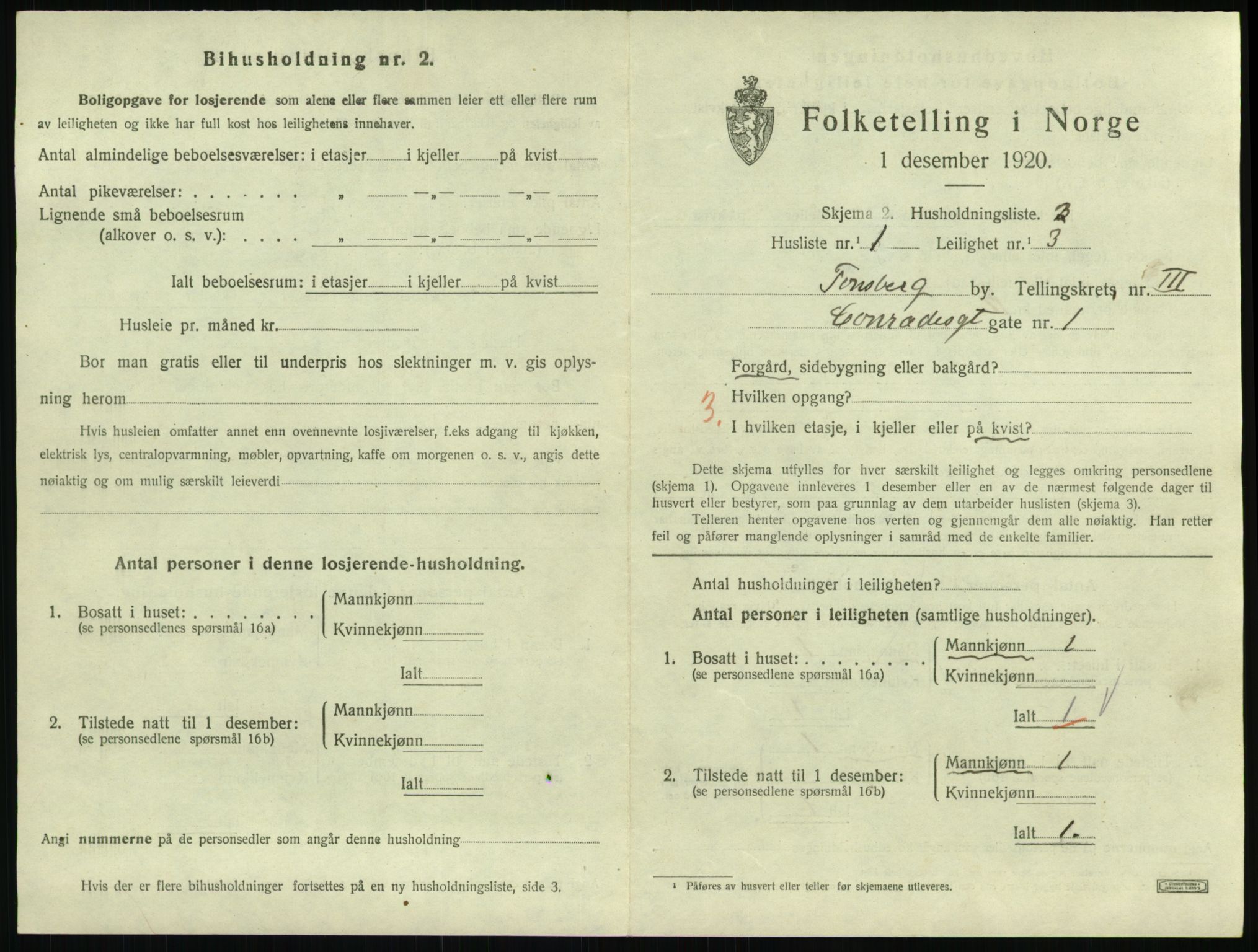 SAKO, 1920 census for Tønsberg, 1920, p. 3017