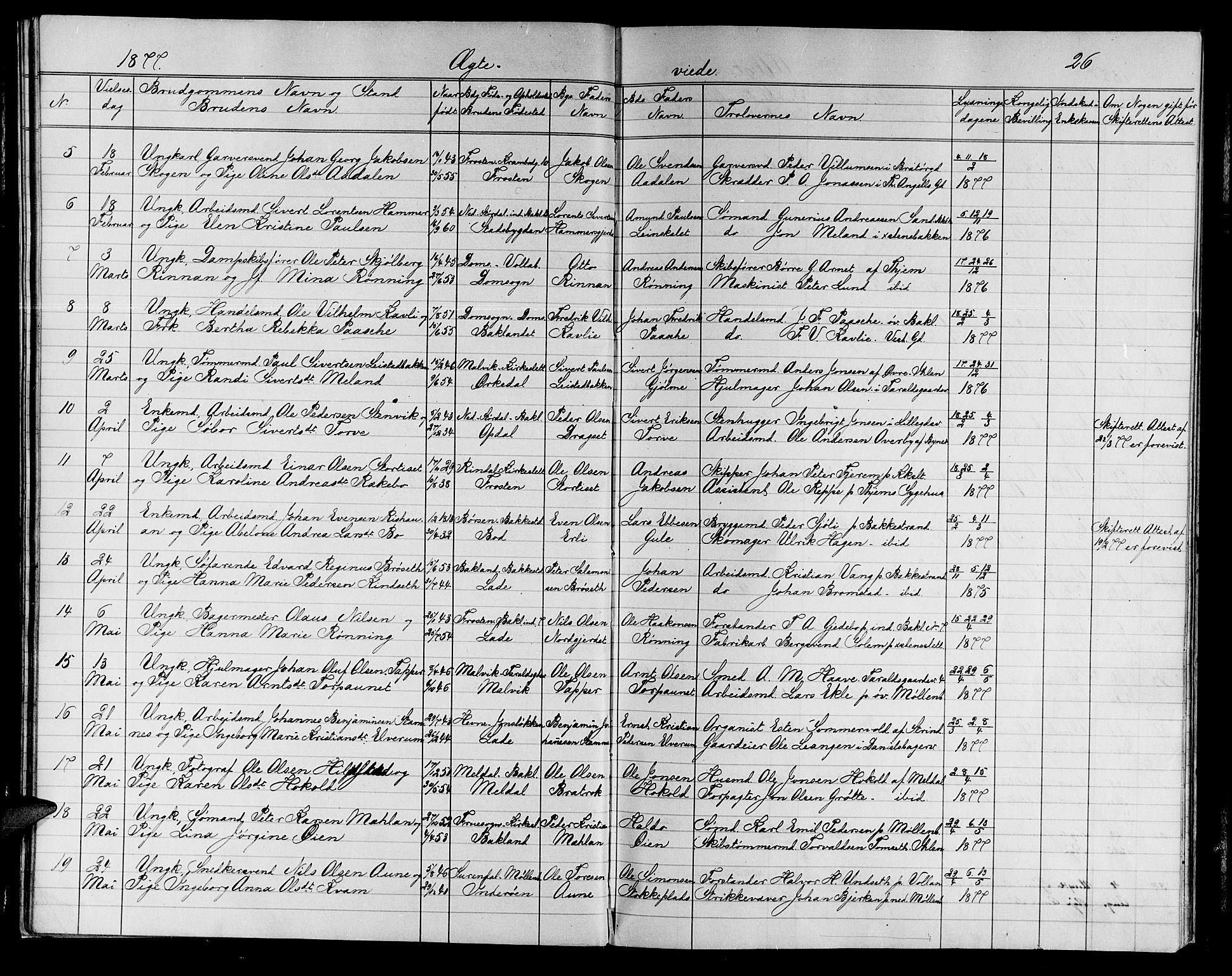 Ministerialprotokoller, klokkerbøker og fødselsregistre - Sør-Trøndelag, AV/SAT-A-1456/604/L0221: Parish register (copy) no. 604C04, 1870-1885, p. 26