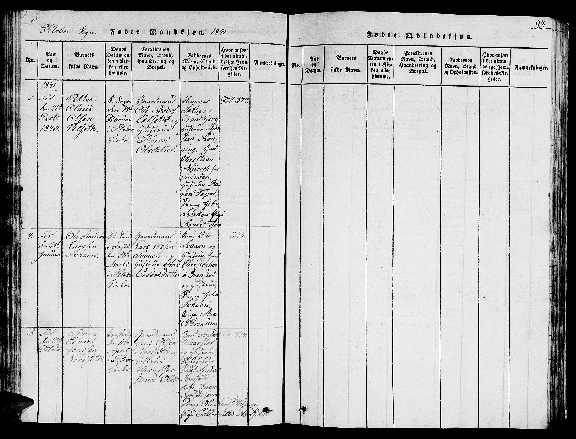 Ministerialprotokoller, klokkerbøker og fødselsregistre - Sør-Trøndelag, SAT/A-1456/618/L0450: Parish register (copy) no. 618C01, 1816-1865, p. 93