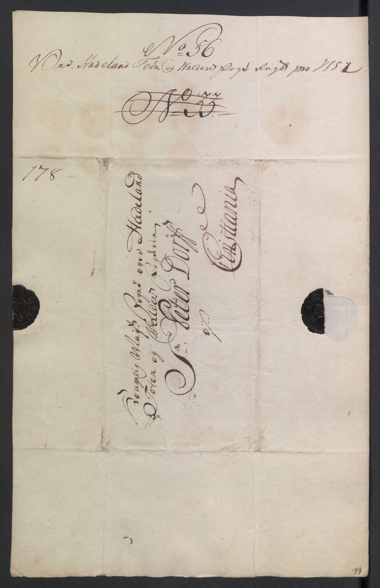 Rentekammeret inntil 1814, Reviderte regnskaper, Fogderegnskap, AV/RA-EA-4092/R18/L1349: Fogderegnskap Hadeland, Toten og Valdres, 1752-1753, p. 225