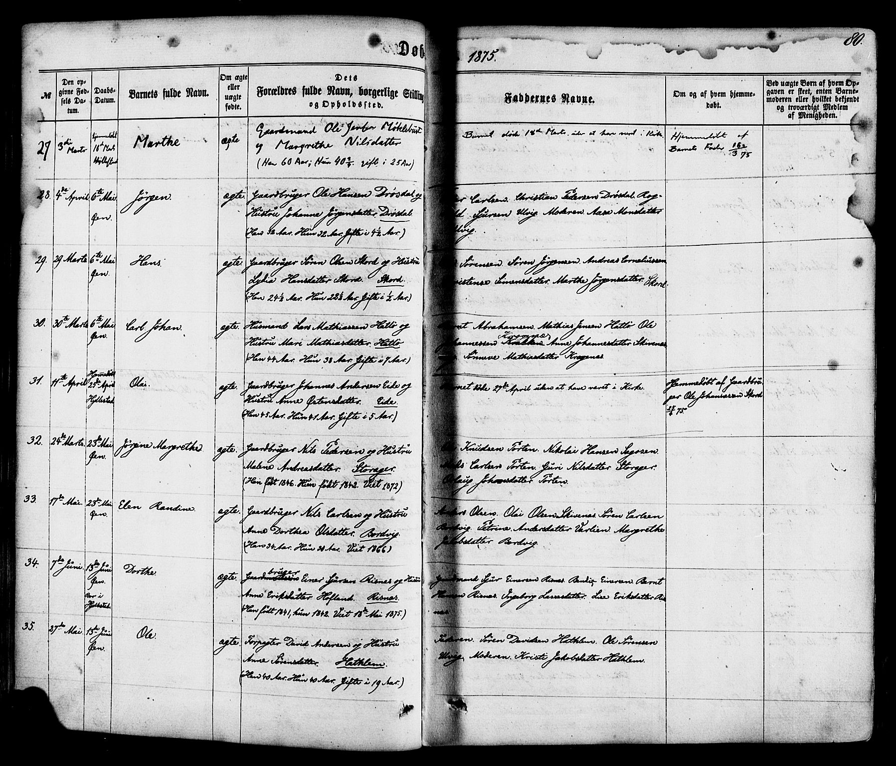 Hyllestad sokneprestembete, AV/SAB-A-80401: Parish register (official) no. A 1, 1861-1886, p. 80