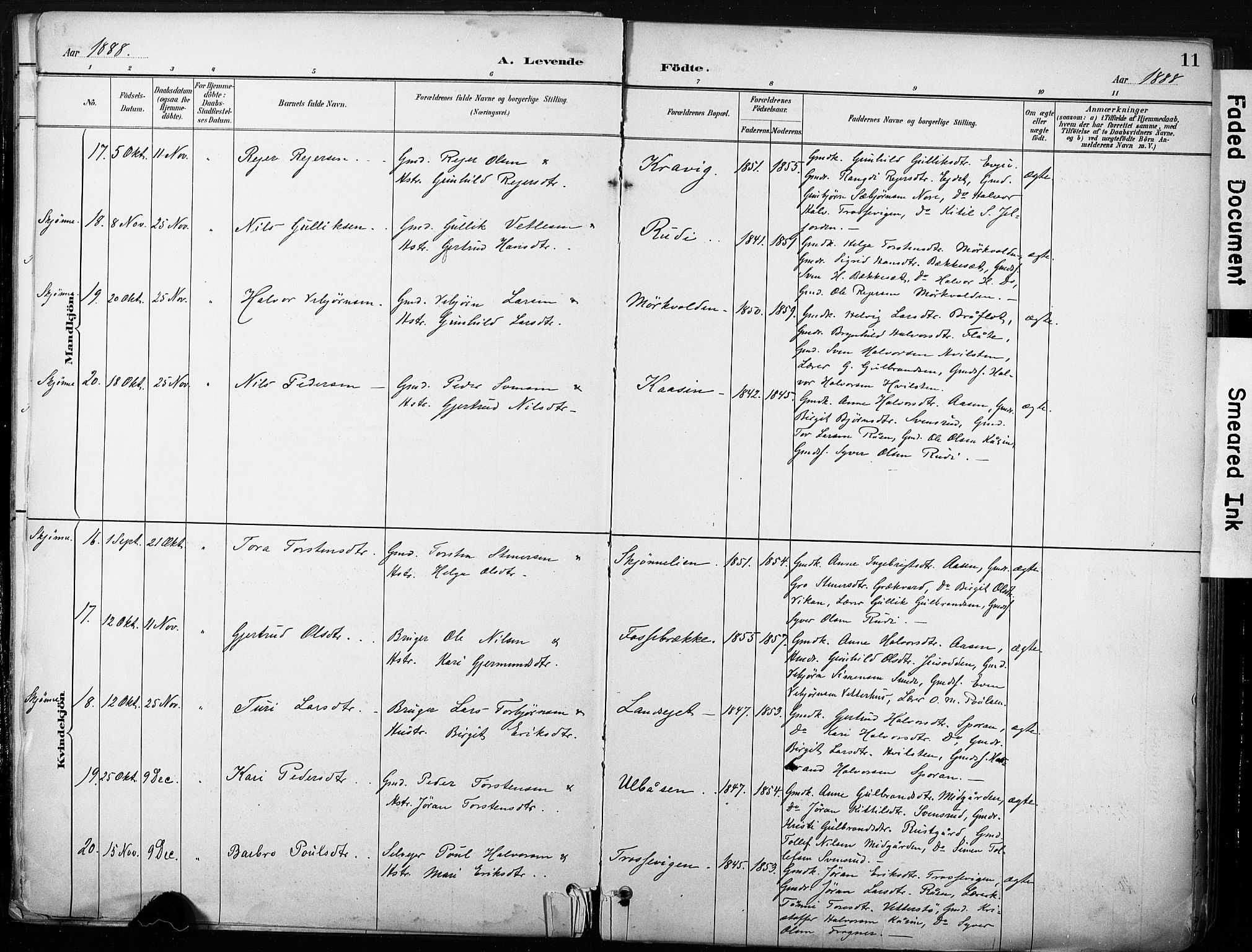 Nore kirkebøker, SAKO/A-238/F/Fb/L0002: Parish register (official) no. II 2, 1886-1906, p. 11