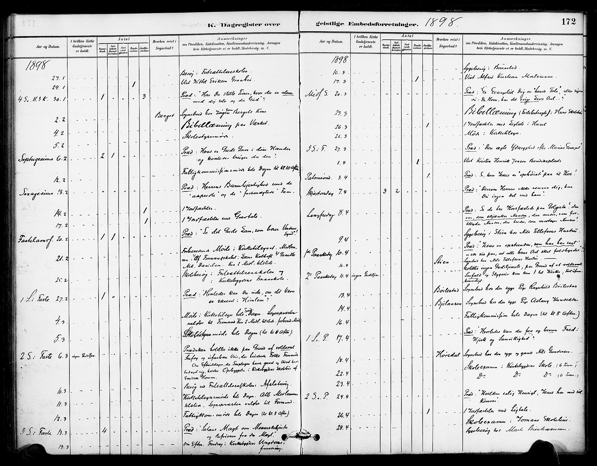 Froland sokneprestkontor, AV/SAK-1111-0013/F/Fa/L0004: Parish register (official) no. A 4, 1882-1906, p. 172