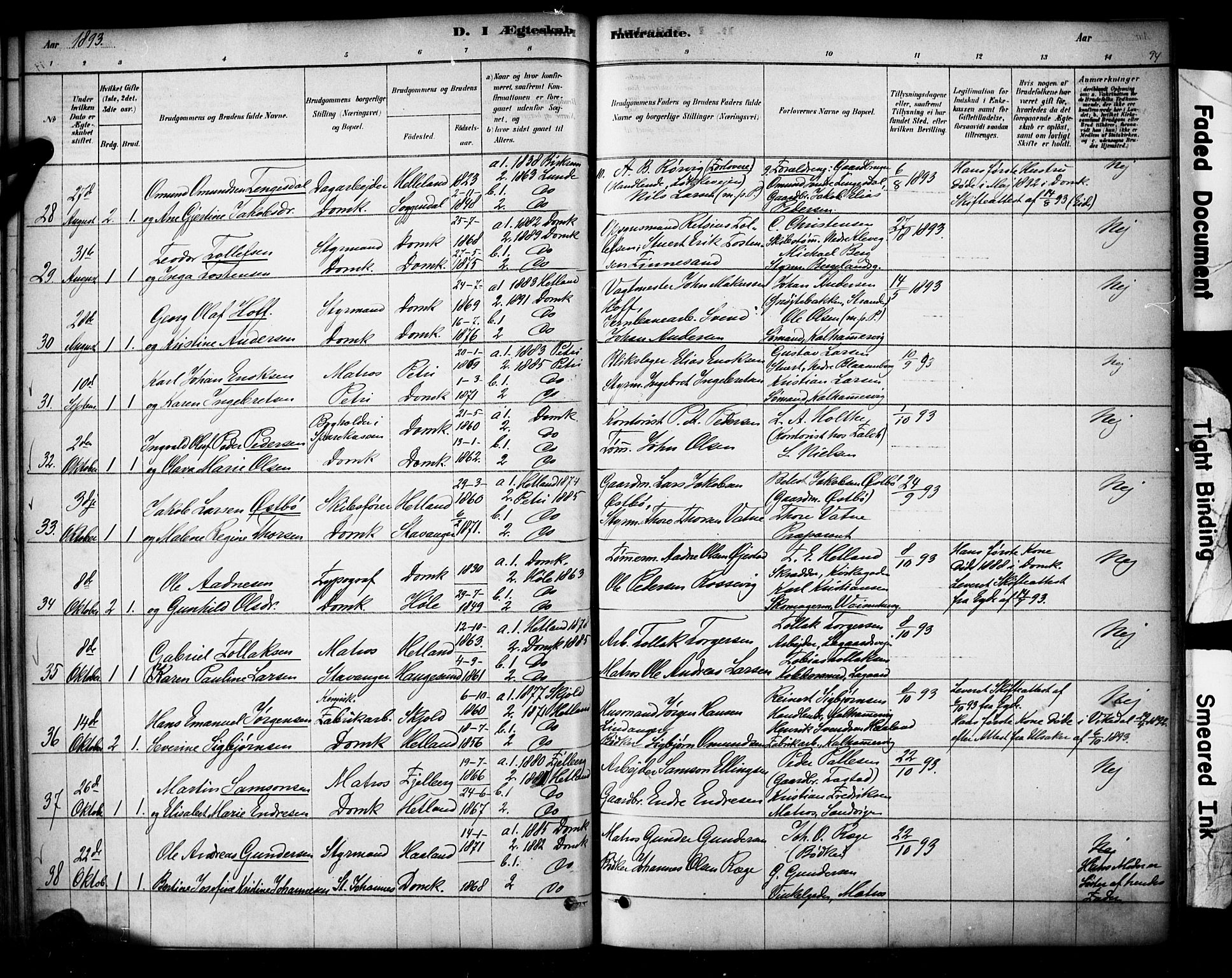 Domkirken sokneprestkontor, AV/SAST-A-101812/001/30/30BA/L0029: Parish register (official) no. A 28, 1878-1904, p. 94