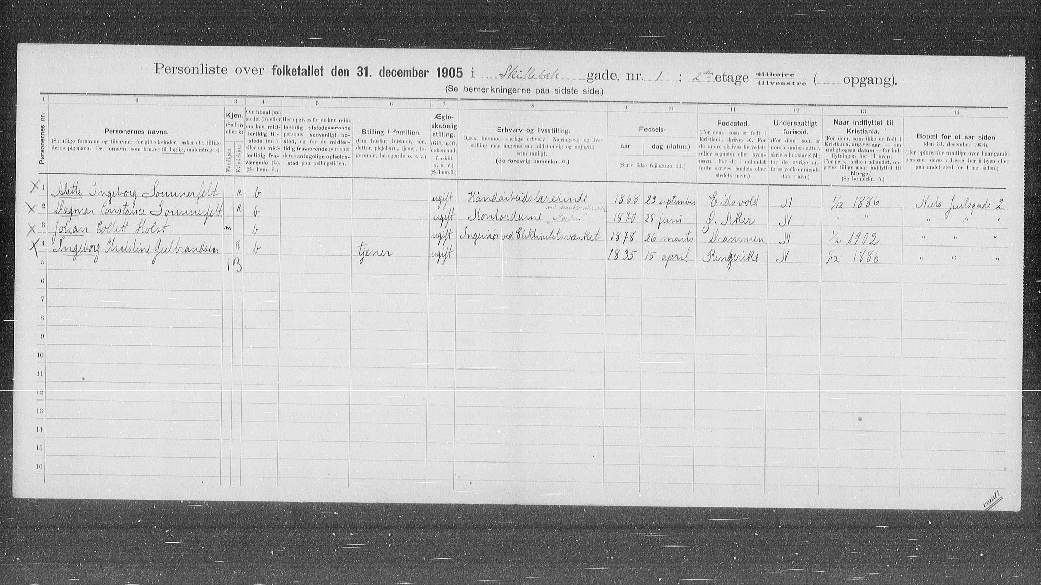 OBA, Municipal Census 1905 for Kristiania, 1905, p. 49505