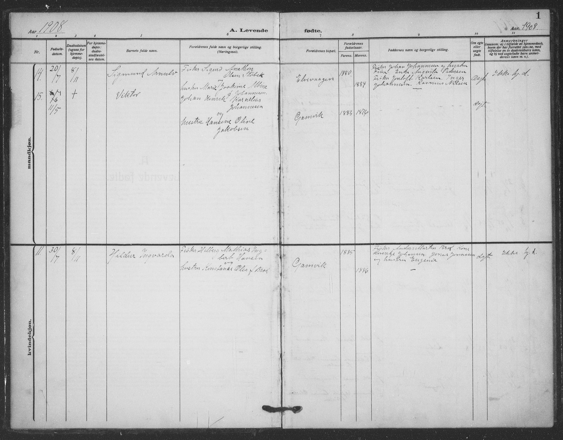 Tana sokneprestkontor, SATØ/S-1334/H/Ha/L0008kirke: Parish register (official) no. 8, 1908-1920, p. 1