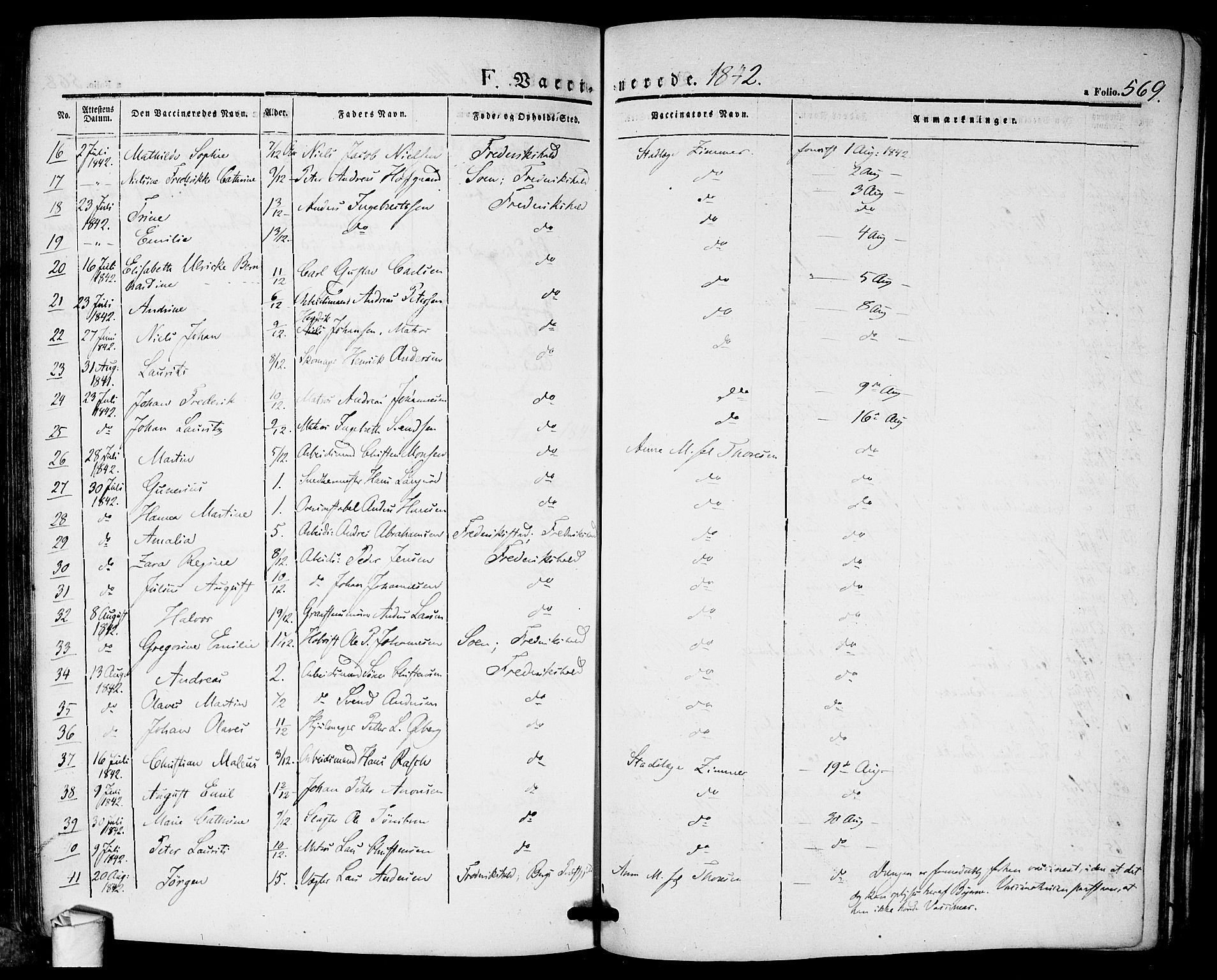 Halden prestekontor Kirkebøker, AV/SAO-A-10909/F/Fa/L0005: Parish register (official) no. I 5, 1834-1845, p. 569