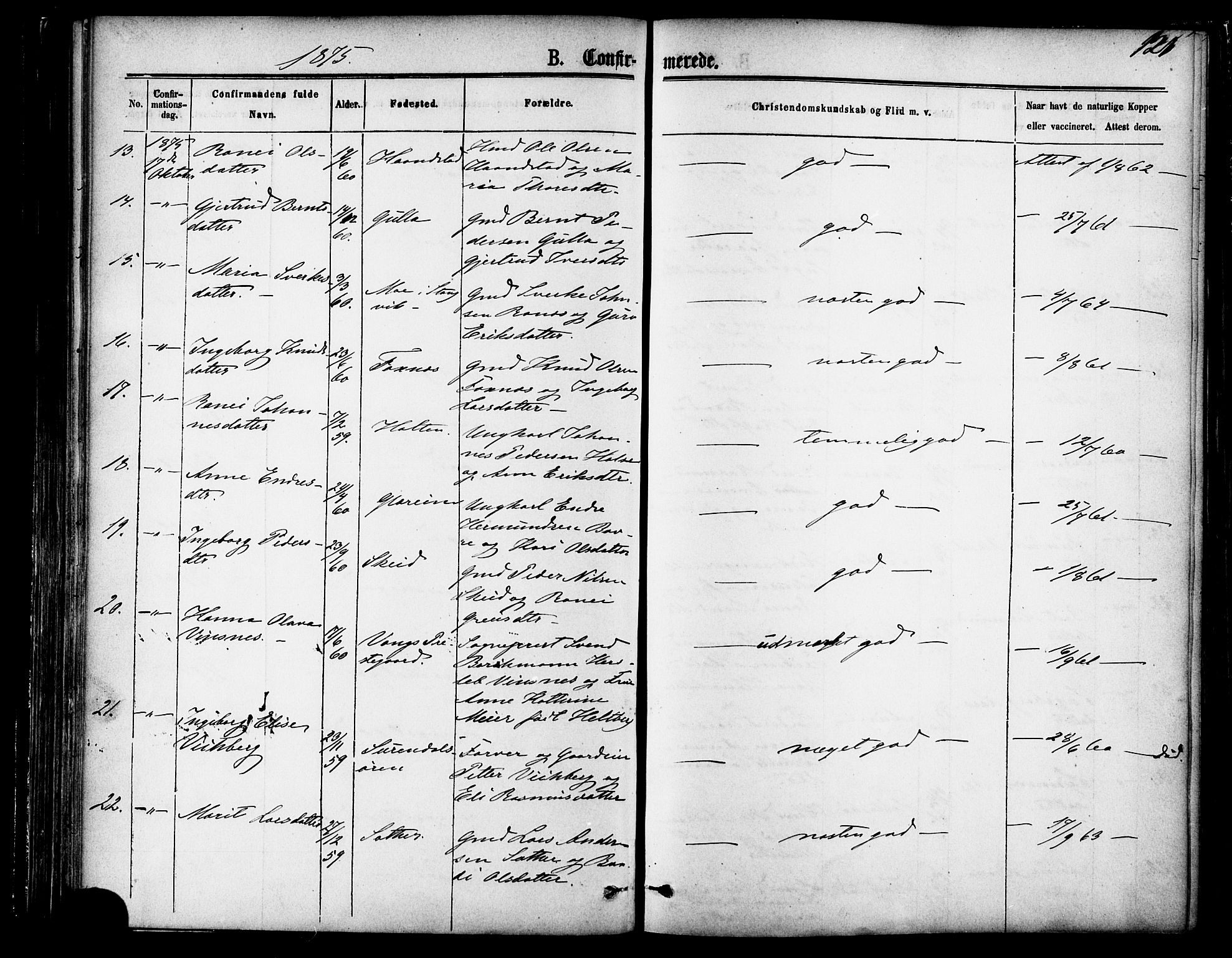 Ministerialprotokoller, klokkerbøker og fødselsregistre - Møre og Romsdal, AV/SAT-A-1454/595/L1046: Parish register (official) no. 595A08, 1874-1884, p. 121