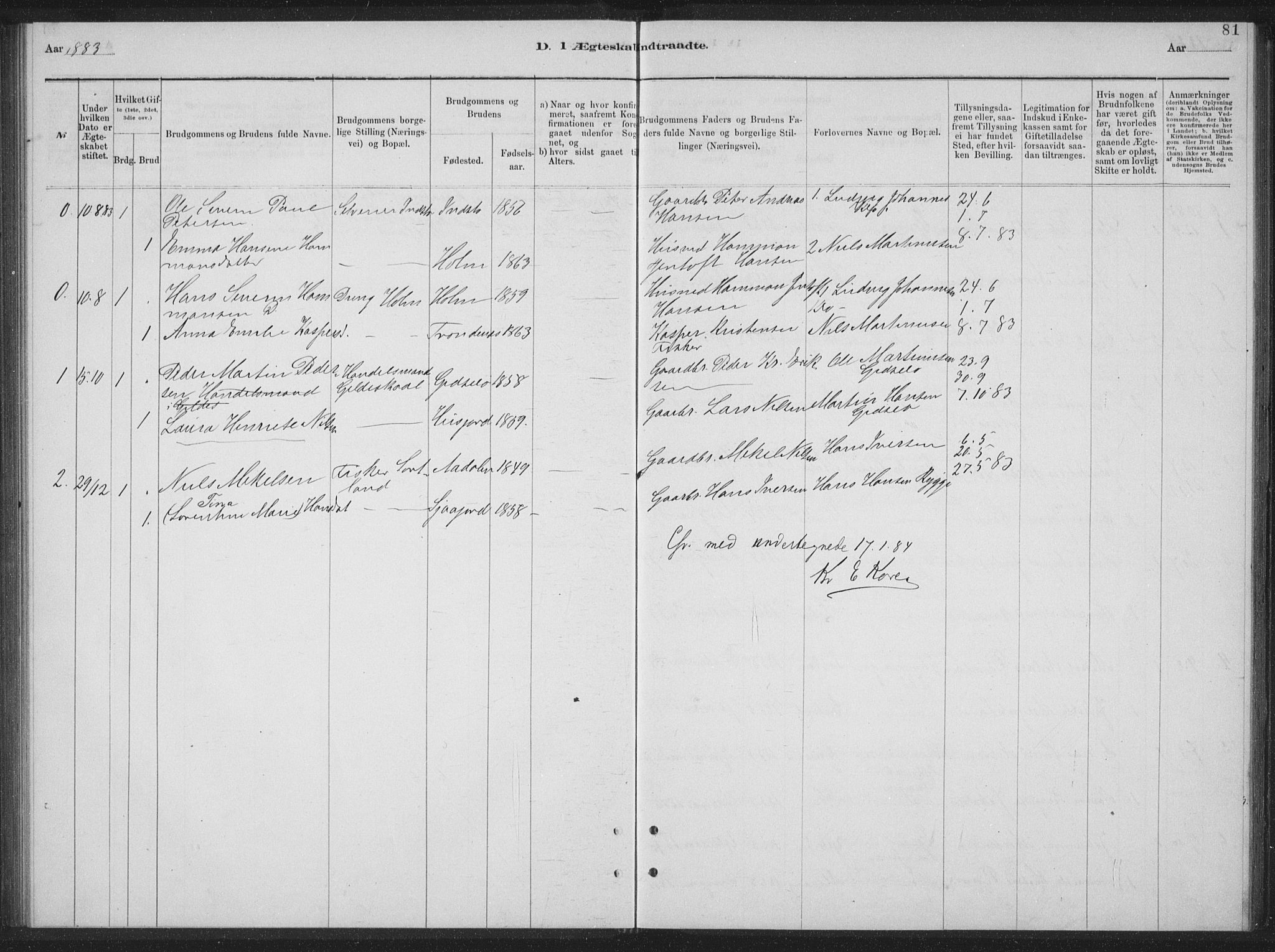 Ministerialprotokoller, klokkerbøker og fødselsregistre - Nordland, AV/SAT-A-1459/894/L1359: Parish register (copy) no. 894C02, 1877-1884, p. 81