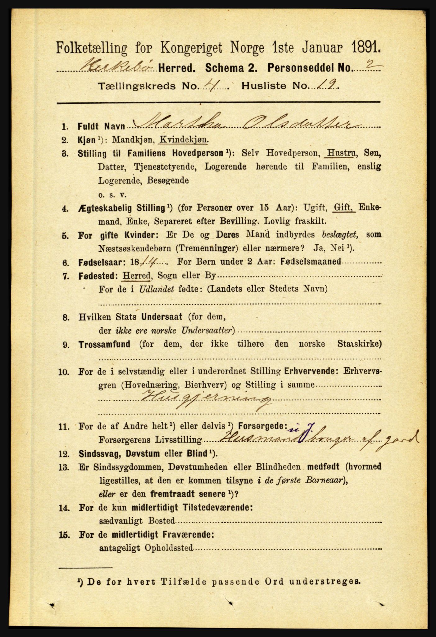 RA, 1891 census for 1416 Kyrkjebø, 1891, p. 962